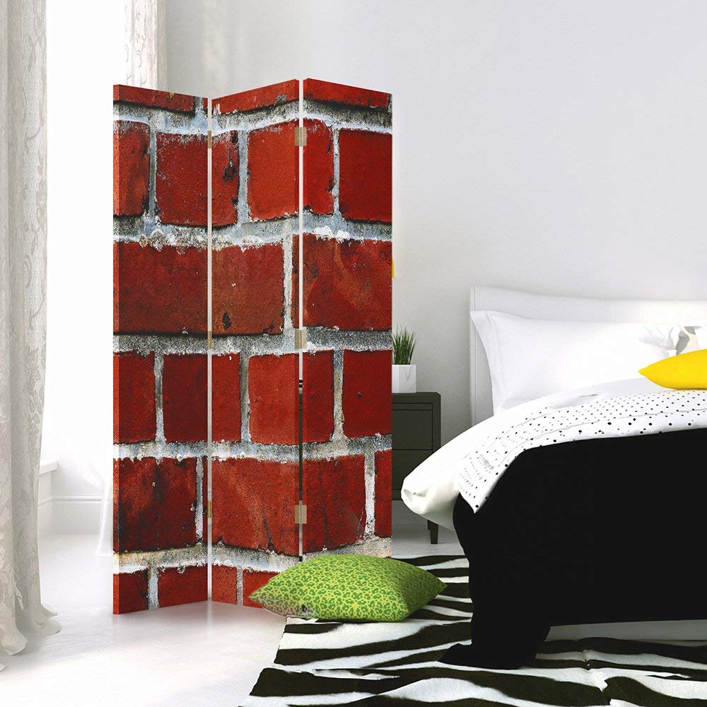 Feeby Paravent Mur 3 Panneaux 110x150 cm Une Seule Côté Cloison De Séparation Écran Pliant Paravent Interieur Décoratif Mur Espagnol Impression sur Toile Chambre d'enfant Salon Bureau Rouge