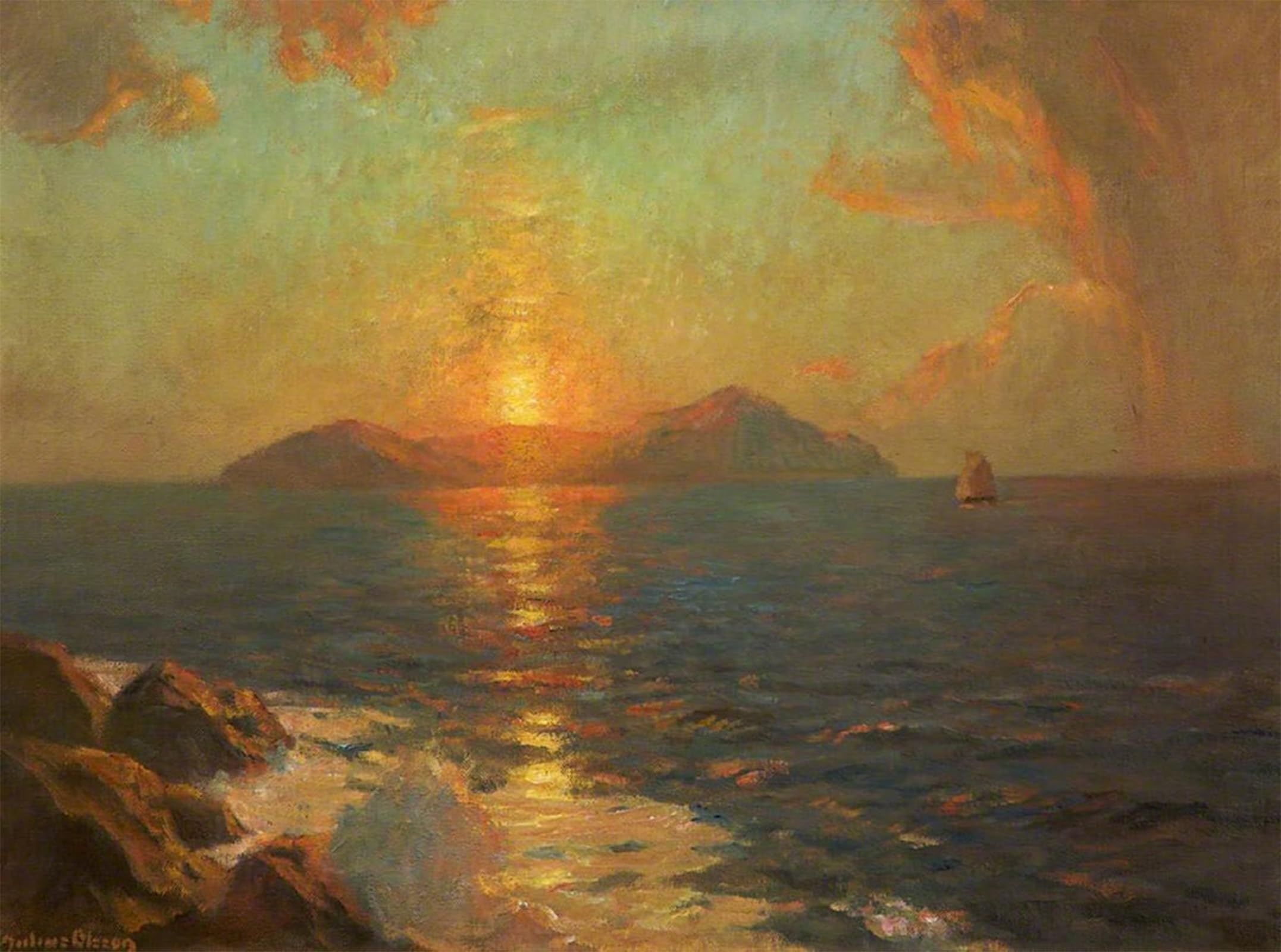 ARTXLXXBN Famous Prints Artwork Pictures Poster Painting Art Rum From Eigg Inner Hebrides by Albert Julius Olsson Artwork Landscape Pictures for Home Decor 60x90cm