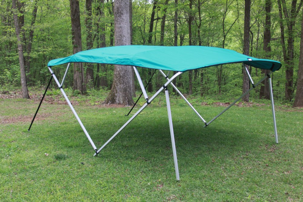 Square Tube Frame VORTEX Teal 4 Bow Pontoon/Deck Boat Bimini TOP 10' Long, 91-96