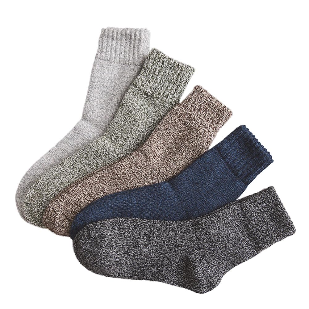 Surakey 5 Pairs Womens Socks Winter Wool Socks Cozy Knit Warm Socks Thickened Length Socks for Mountain Climbing, Skiing Cold Snowy Days, Type 6