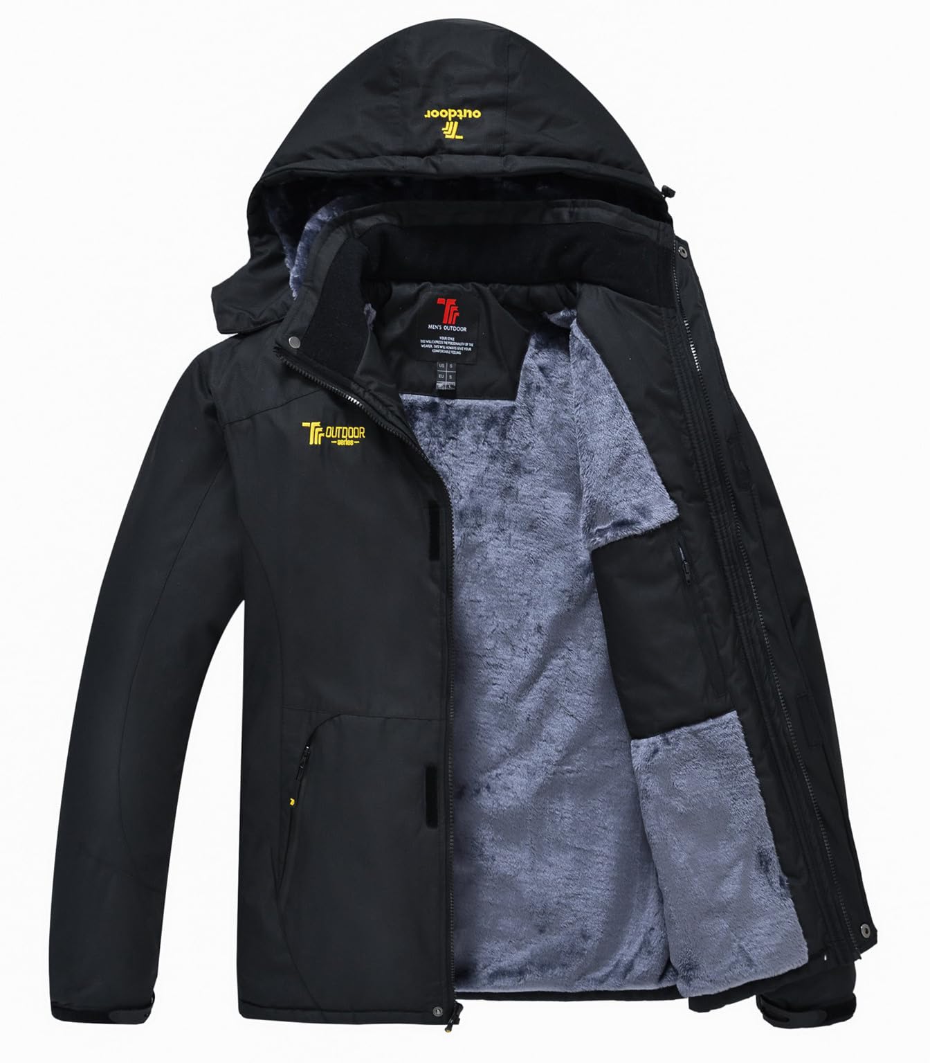 Rdruko Giacca da sci da uomo, calda, foderata, ispessita, impermeabile, da snowboard, traspirante, con cappuccio rimovibile