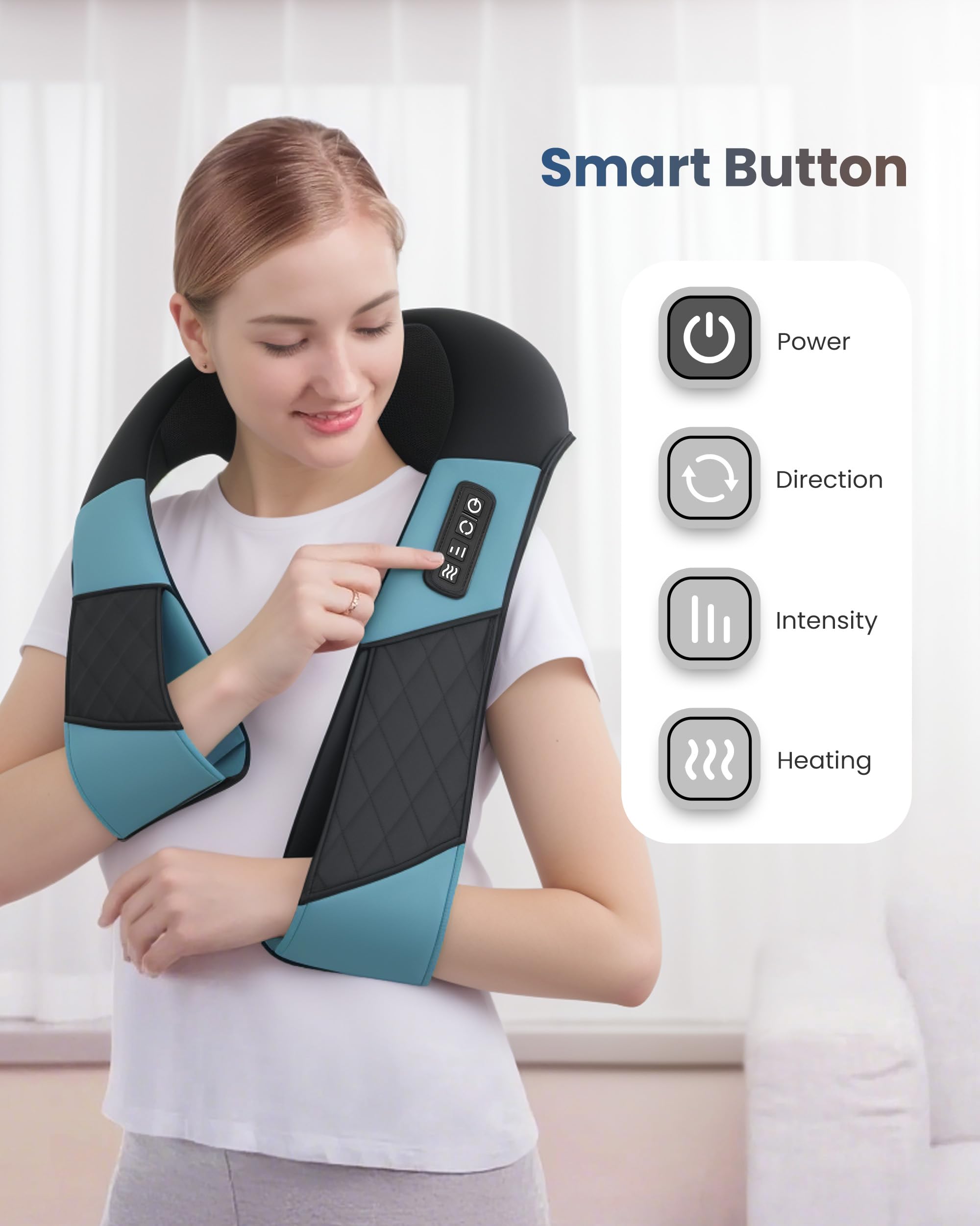 COMFIER 2026 Masajeador Cervical Inalámbrico con Función de Calor, Masajeador Cervical y Espalda Shiatsu 4D, Relajación Profunda para Cuello, Hombros y Espalda, Ideal como Regalo para Madres y Padres