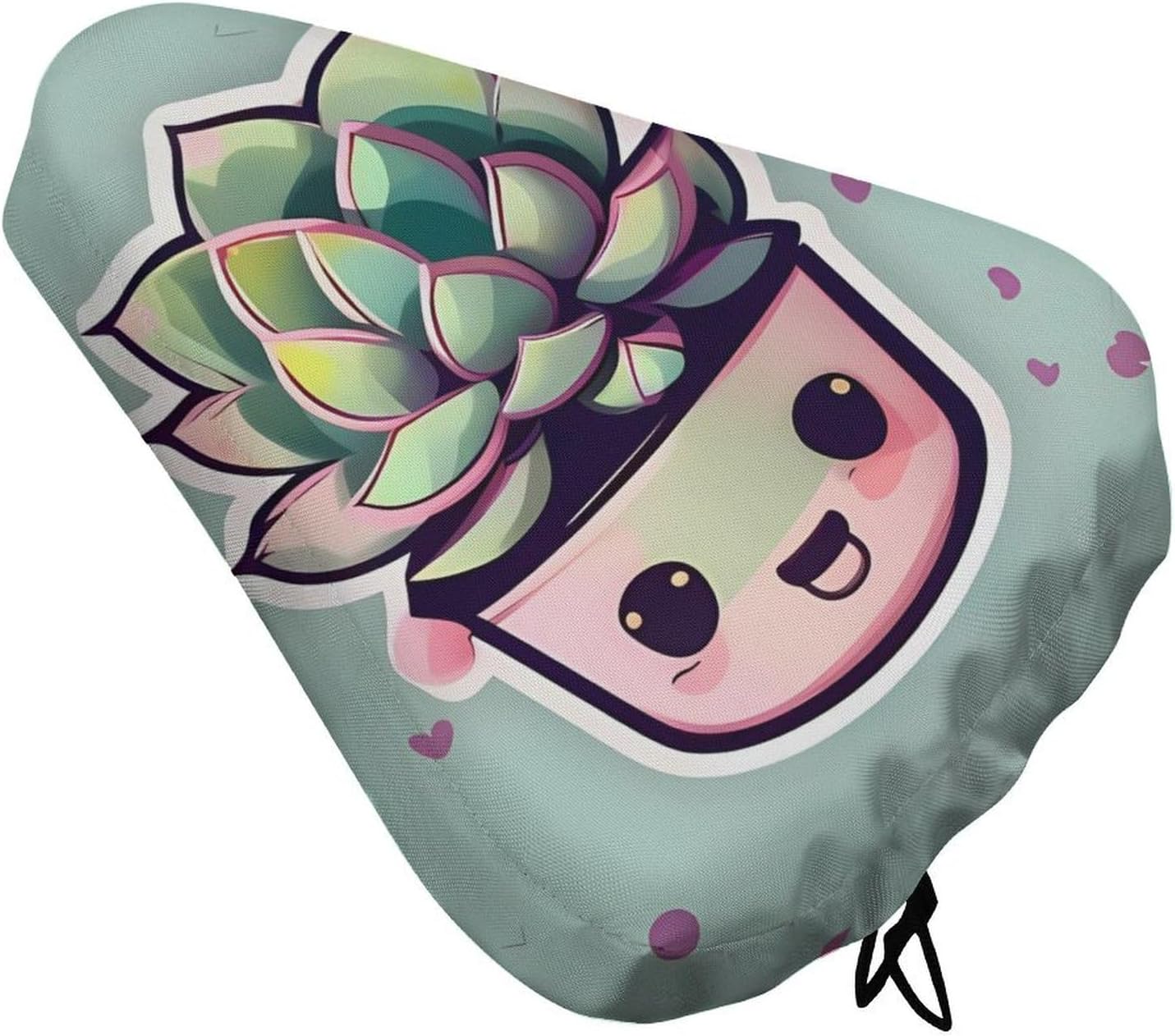 Smiling Succulents Waterproof Bike Seat Cover with Drawstring