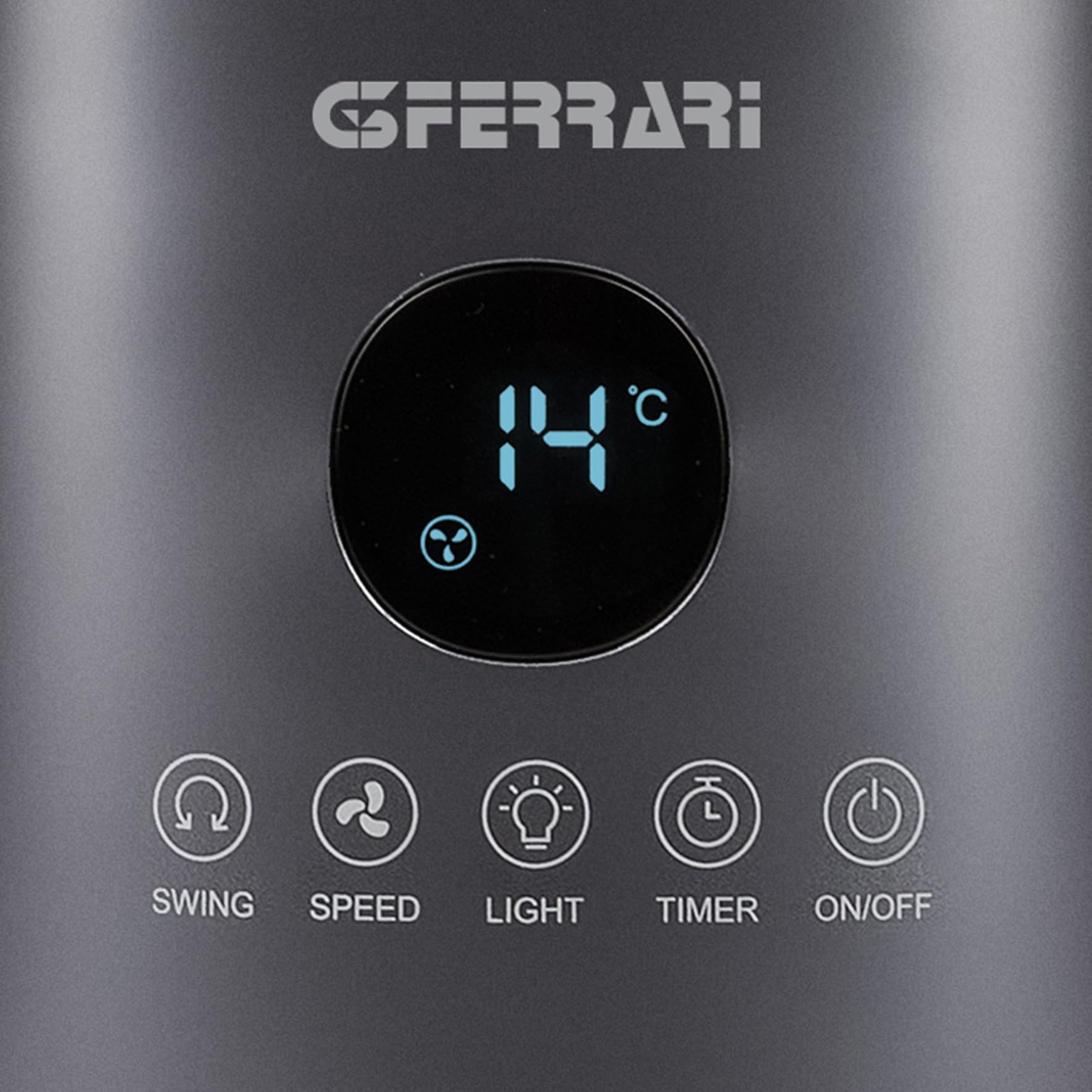 G3 Ferrari G50051 Wind Mastro Ventilator ohne Flügel, 50 W, 3 Geschwindigkeiten, automatische Drehung, Temperaturanzeige, Timer, Fernbedienung, Silent, grau