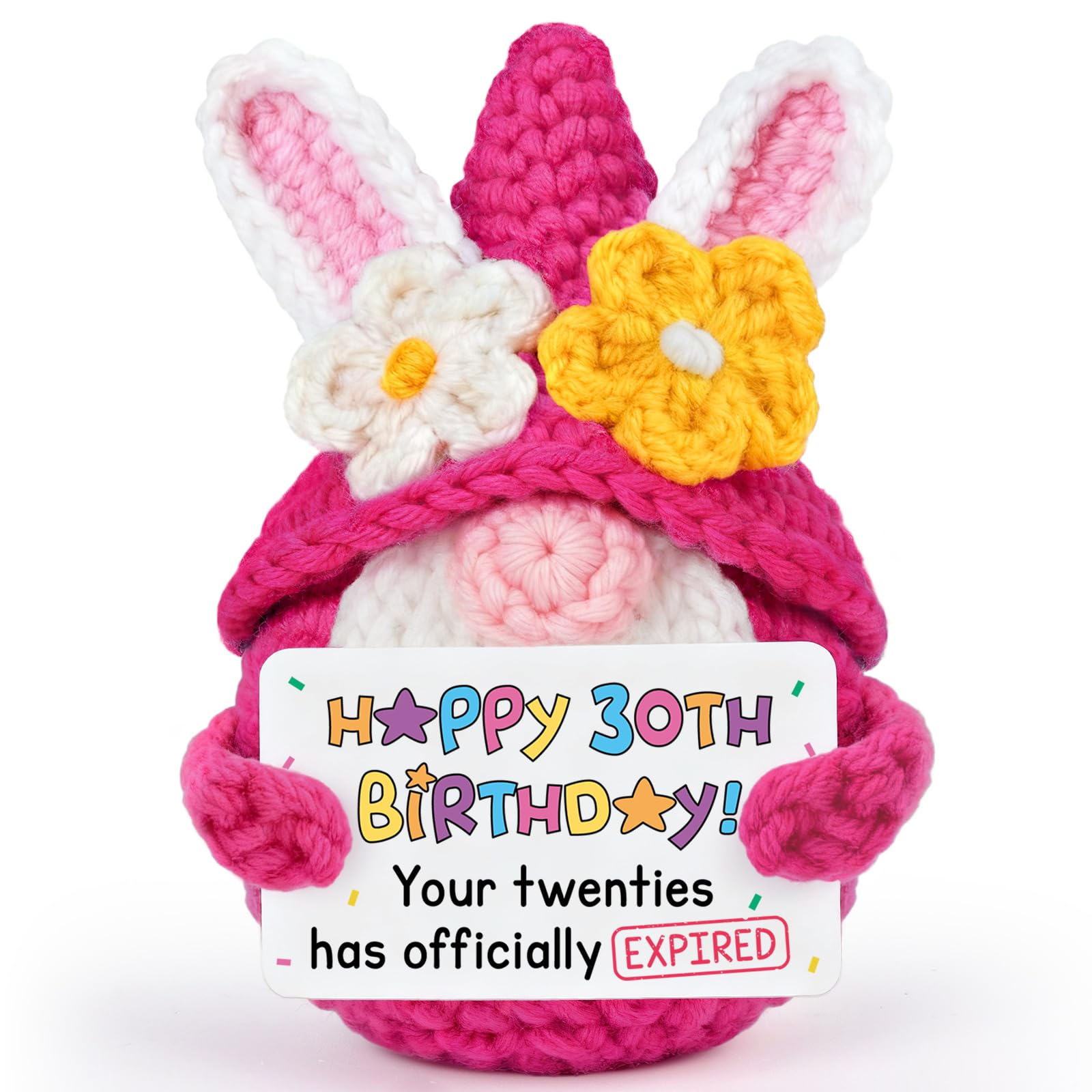 30th Birthday Gifts for Women, Handmade Crochet Gnome Decoration for Female