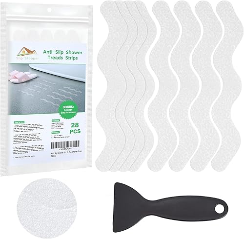 28 calcomanías antideslizantes para bañera, calcomanías antideslizantes para ducha, calcomanías antideslizantes para bañera con raspador de primera