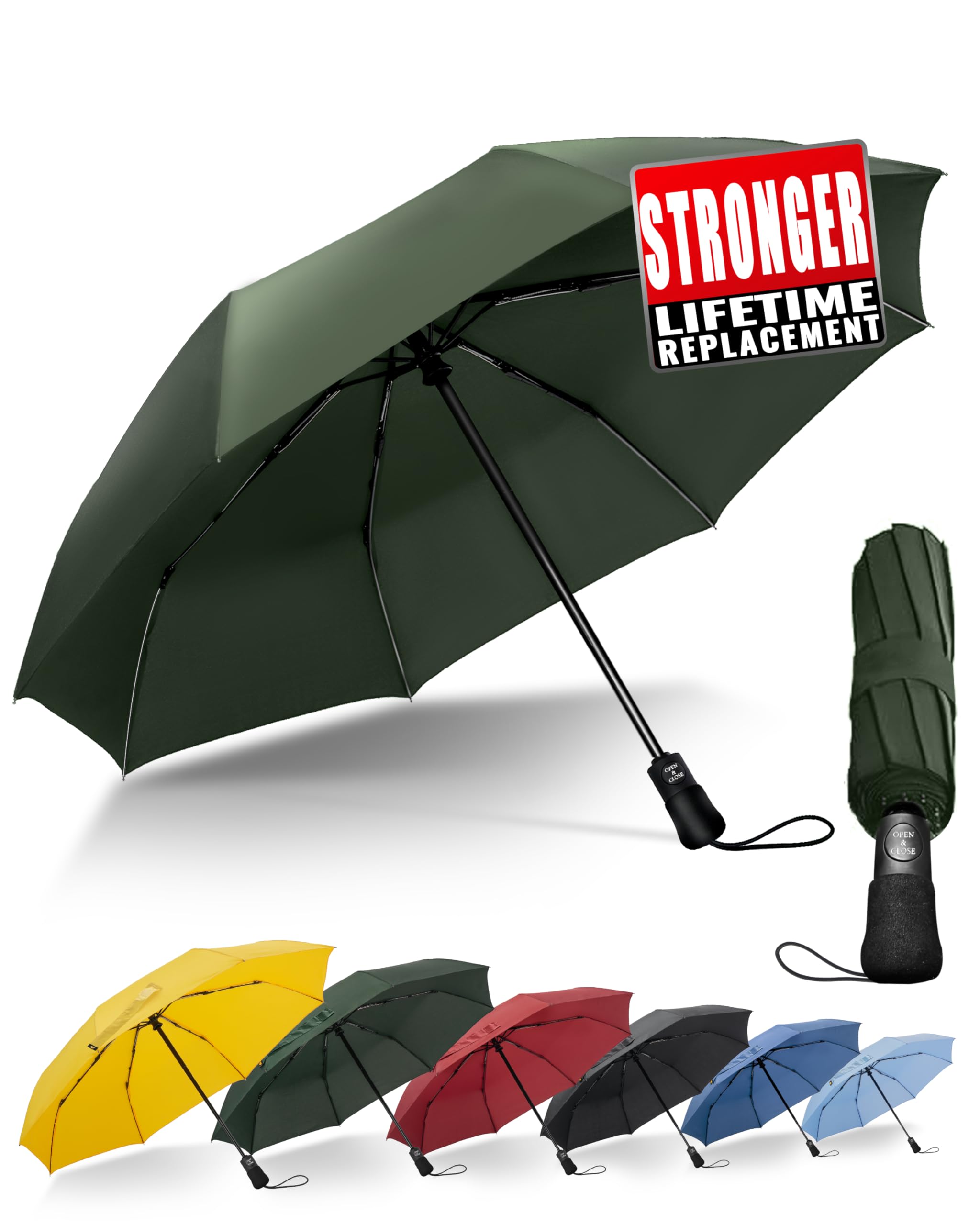 Chakipee Travel Compact Umbrella Windproof - Portable Automatic for Rain, Folding Umbrella for Men and Women, Portable 210T Fabric