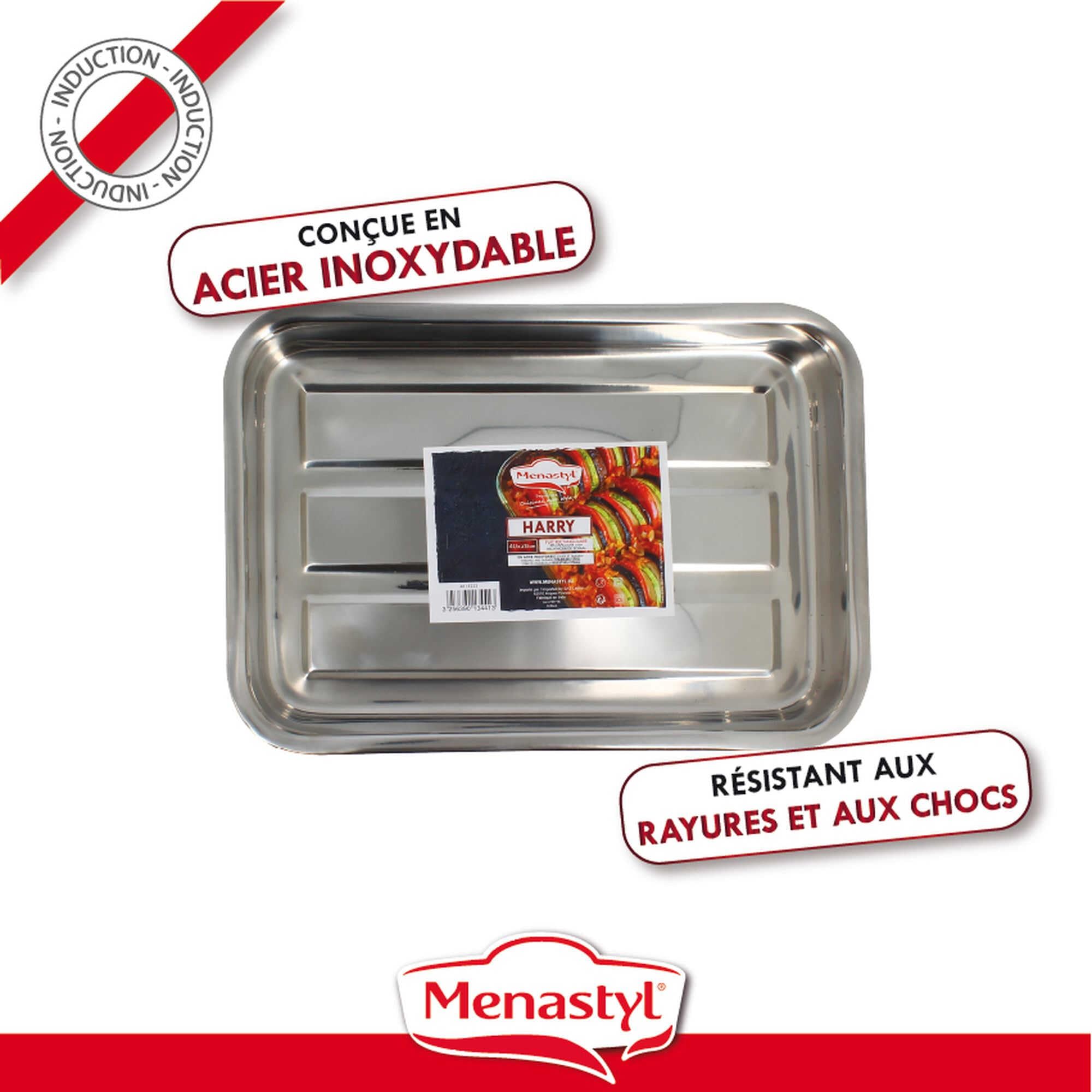 Util'Home, Teglia da Forno Rettangolare, con Manici, Acciaio Inox (Edelstahl), 35 x 25 cm