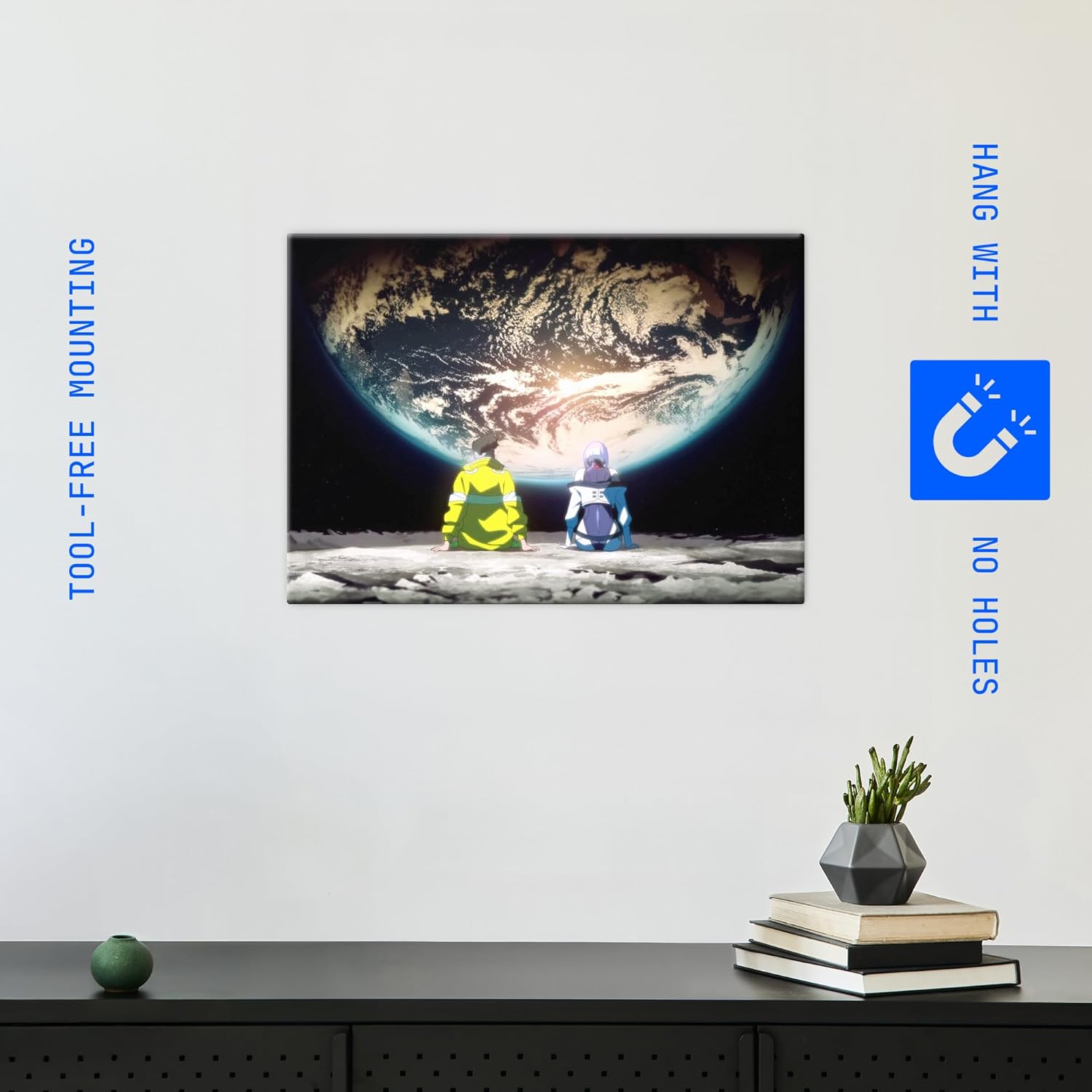 Displate Official Cyberpunk Metal Poster Magnetic Mounting Licensed Artwork Modern Wall Decor- Cyberpunk Edgerunners - Moon Trip Poster 17.7" x 12.6"
