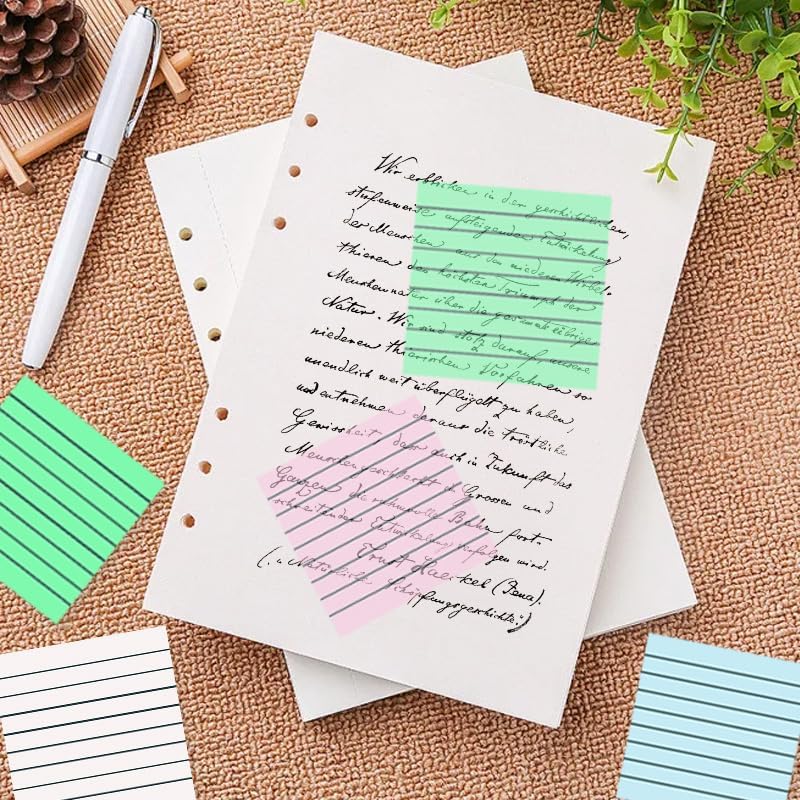 Miniatura 3 de 300 hojas de notas adhesivas transparentes grandes con línea, notas adhesivas translúcidas de 3 x 3 pulgadas para anotar libros, pestañas