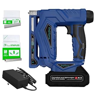 Electric Staple Gun, 3/8” Cordless Brad Nailer,2 in 1 Brushless Nail Gun/Staple Gun with 1000 Nails and 1000 Staples,Cordless Fix Nailer 2 Mode - Single Firing and Contact Firing - Amazon product rated Grade B