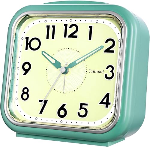 Miniatura 3 de Reloj despertador analógico grande de 5.5 pulgadas, silencioso, sin tictac, esfera que brilla en la oscuridad, despertador suave, sonidos de pitido,