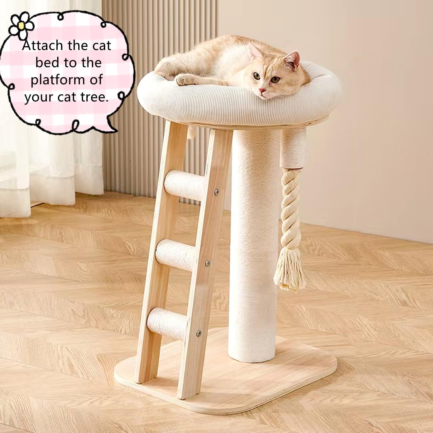 SHENGOCASE Round Cat Tree Tower Accessories Replacement Parts, Round Donut Cuddler Cat Cushion Dog Bed Add-ons for Plaform Perch Shelves (20")