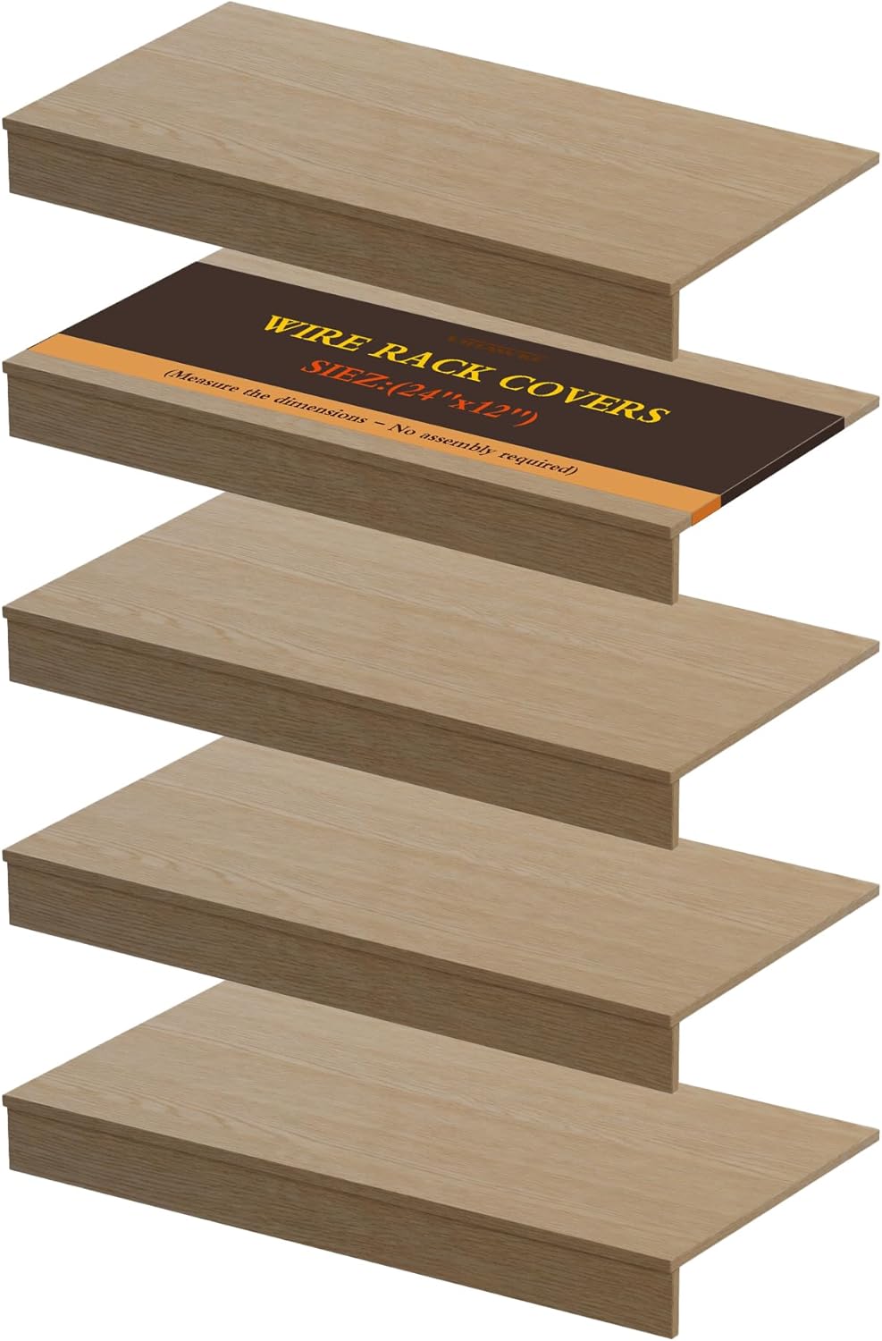 Wire Rack Covers, Shelf Covers for Wire Shelving, 0.39 Inch Thick (Not Wood) with Moisture Resistant and No Installation for Pantry, Closet, Kitchen (5Pcs, 24"x12")