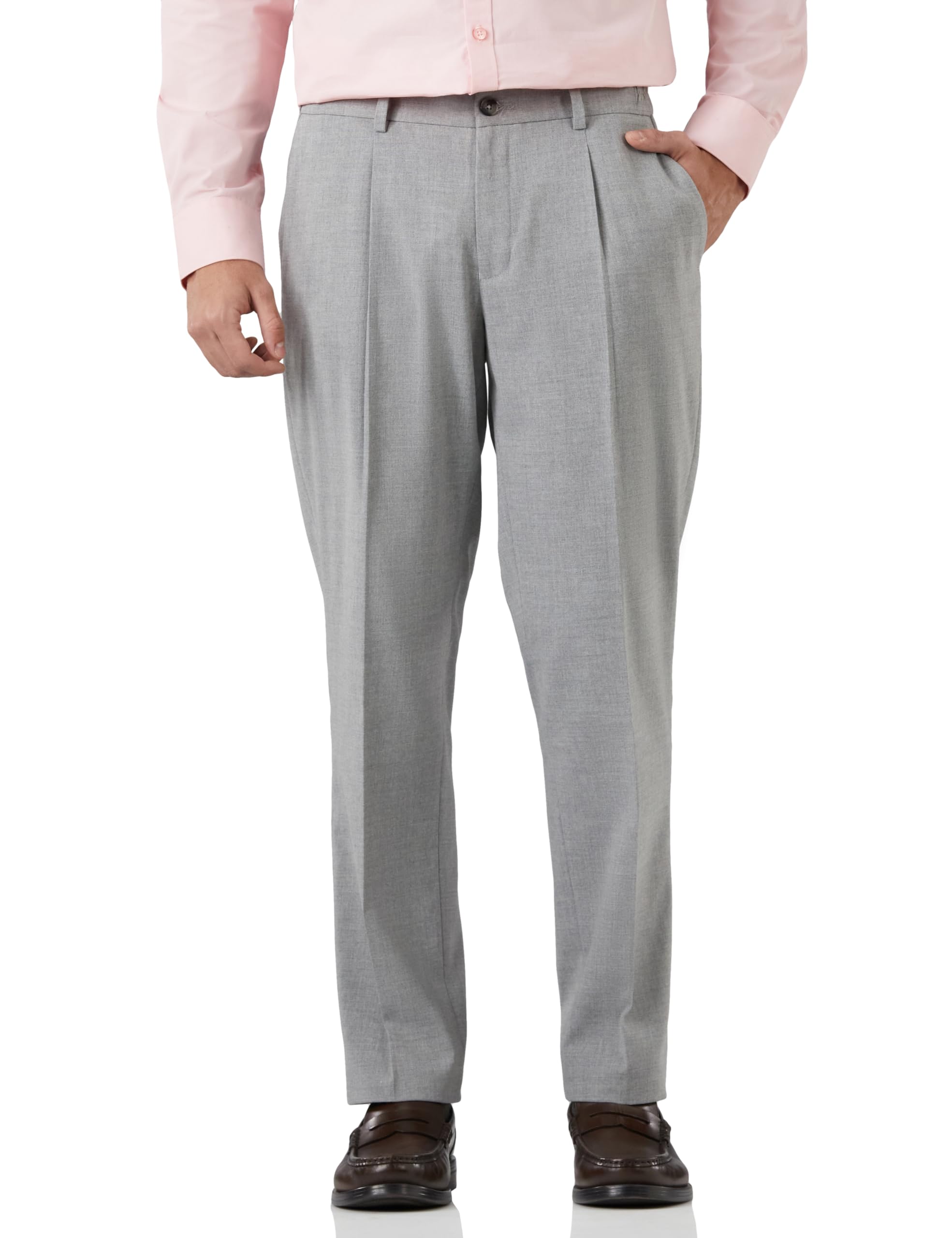 Men's Pleated Stretchable Formal Pants |Half-Elasticated | Regular Fit (Available in Plus Sizes)-image-9