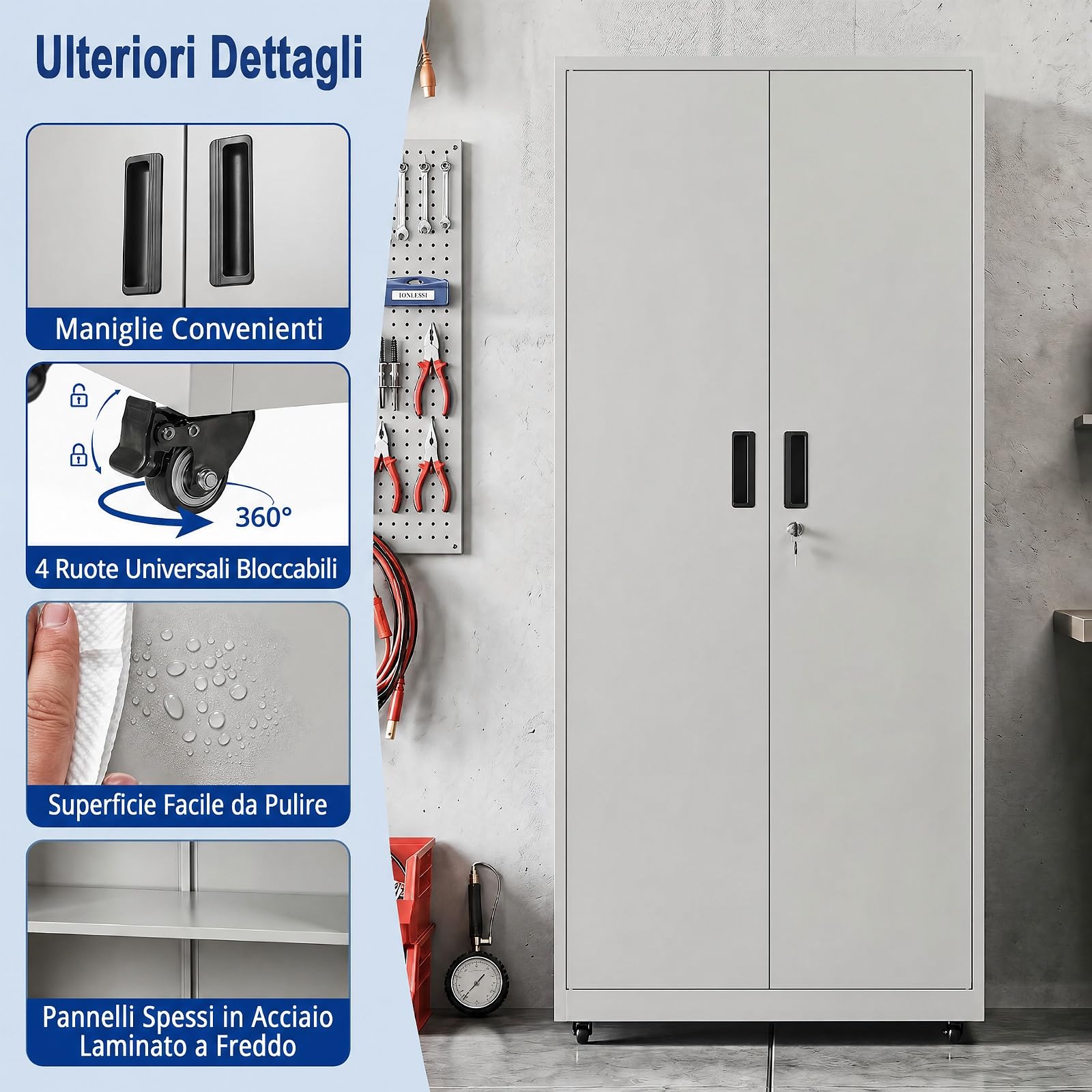 COSTWAY Armadio Archivio a 5 Ripiani in Acciaio, Mobile Regolabile (Grigio)