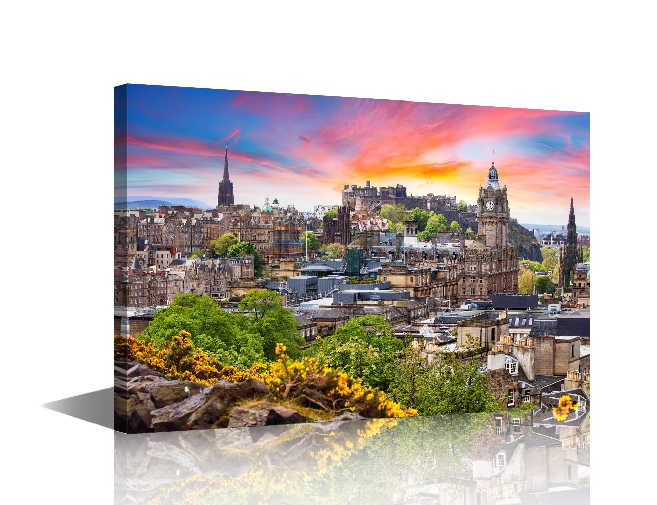 Edinburgh Scotland Canvas Wall Art Edinburgh Castle Scotland Home Pictures for Bedroom UK Home Decorations for Living Room 1 Panel Artwork for Home Walls Framed Stretched Ready to Hang (16''Wx 24''H)