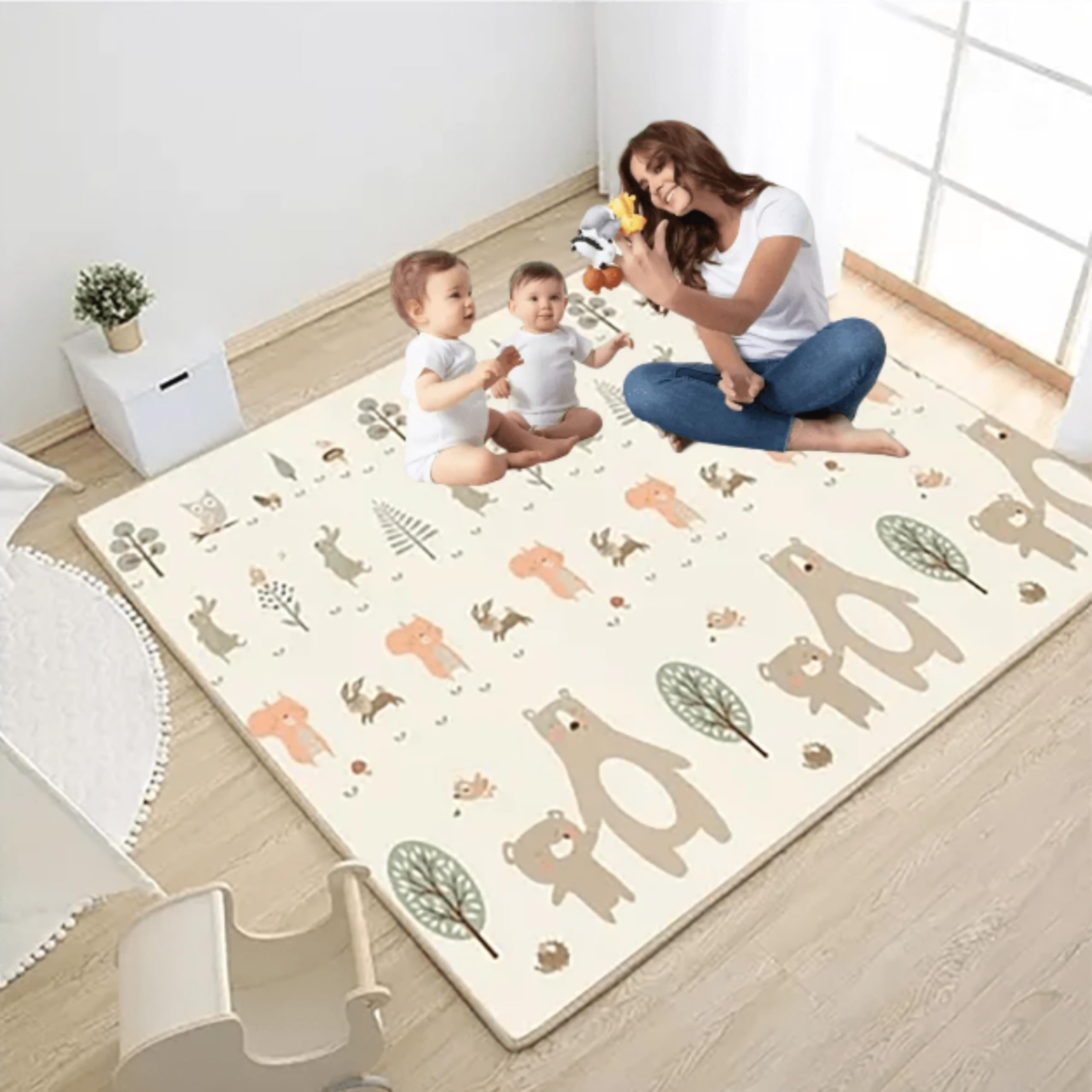 Tapete Térmico Infantil Atividades Dupla Face Emborrachado Dobrável Macio 8mm 150x200cm Baby Toys