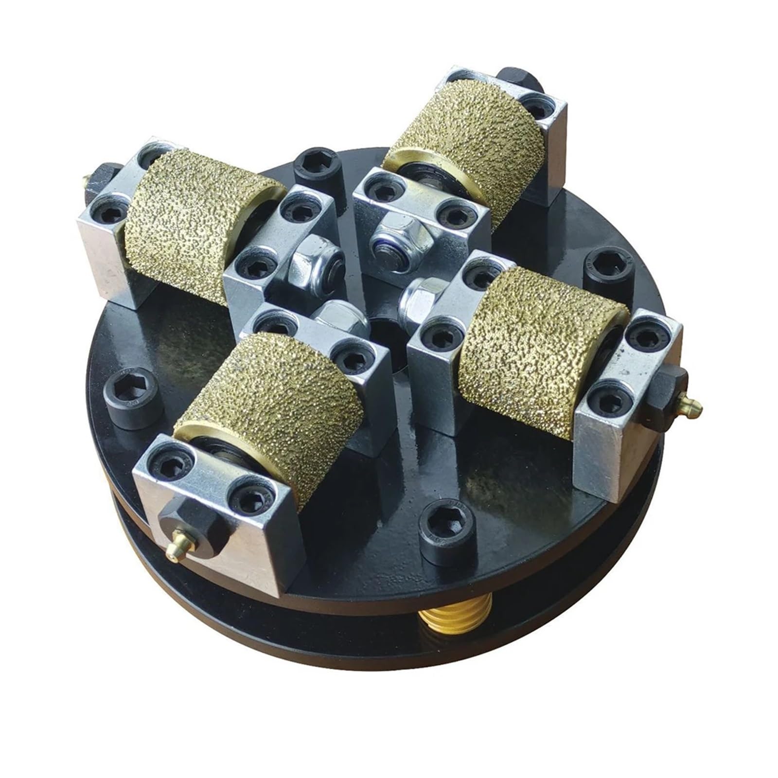 Muela abrasiva soldada con Arena de 8 Pulgadas y 200 mm con 4 Rodillos for pulir Piedra, mármol, Granito, hormigón y Suelos.(Including connectors)