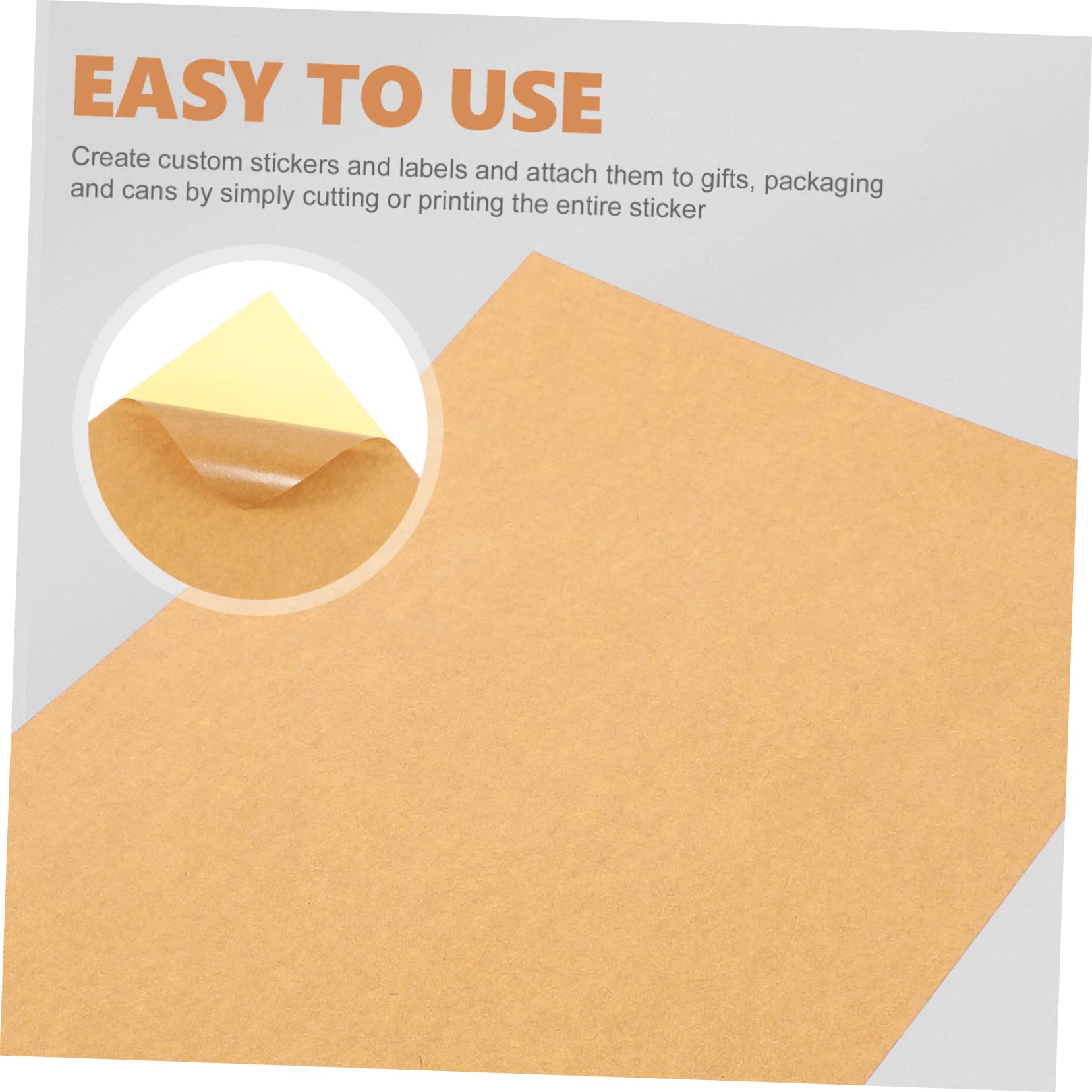 Papier Autocollant pour Étiquettes A4 100 Feuilles en Papier Kraft