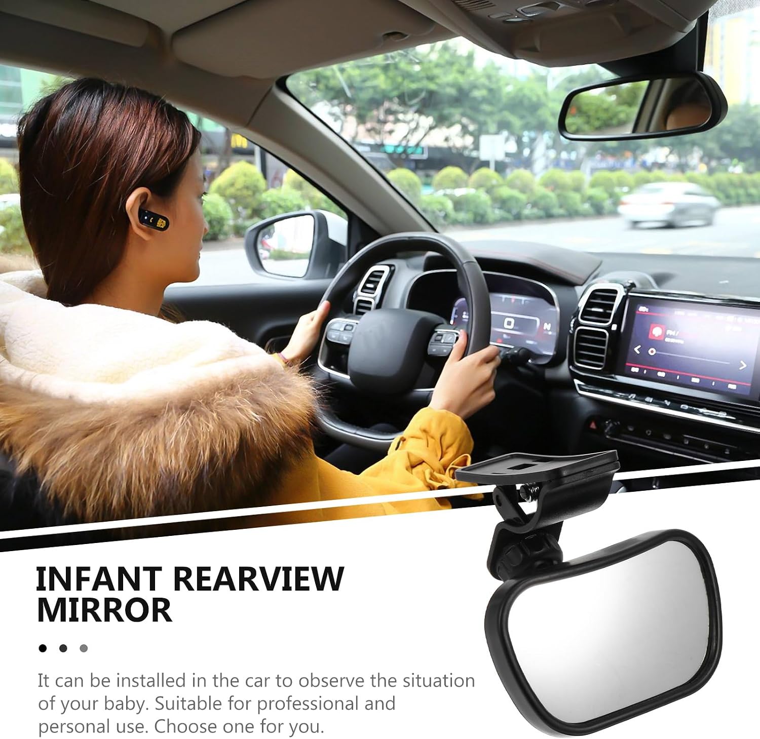 Generic Rear View Mirror and Car Interior Mirror for Rear Facing Seats for Backseat Safety Black