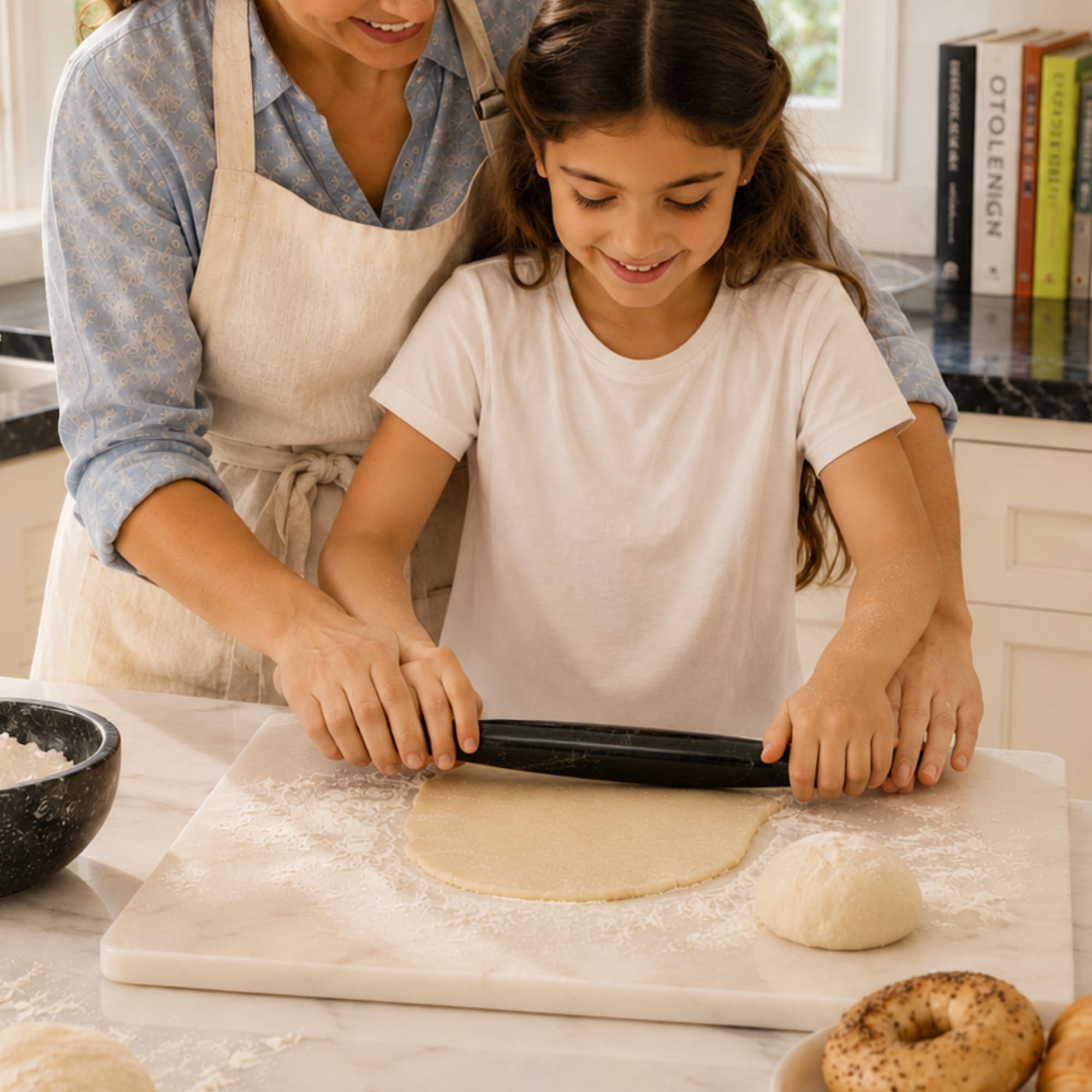 Mármol Kraft Marblous 12.5 pulgadas Negro French Rolling Pin de mármol multicolor y Rolling Pins para hornear, accesorios de hornear o rodillo de masa para panaderos y chef. (Negro)