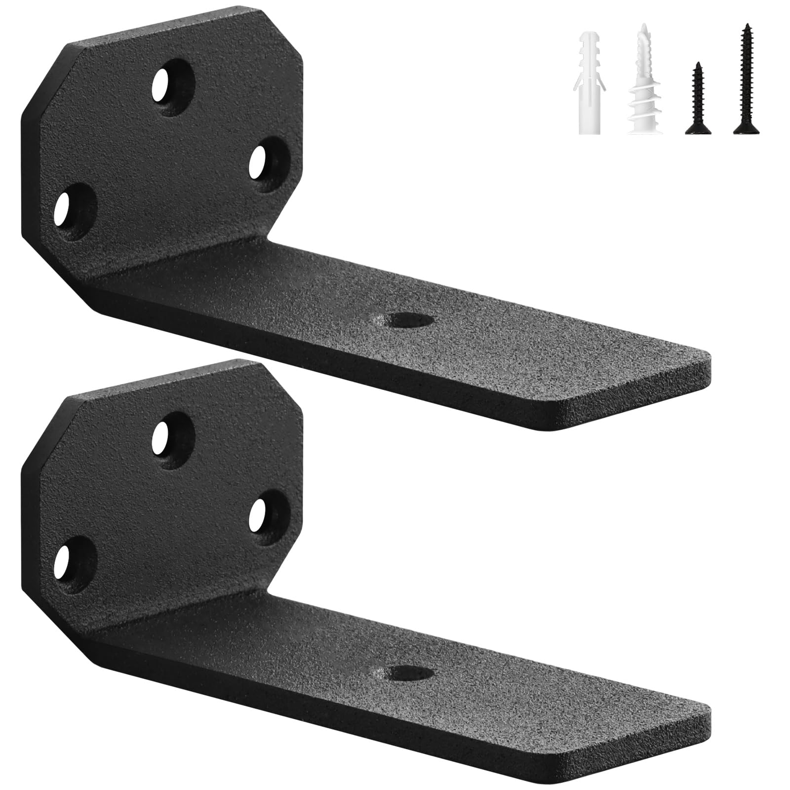 scicent 2 Pack Floating Shelf Brackets Heavy Duty, 50KG Capacity, 5mm Thick, Wall Brackets for Shelves (Black 10cm)
