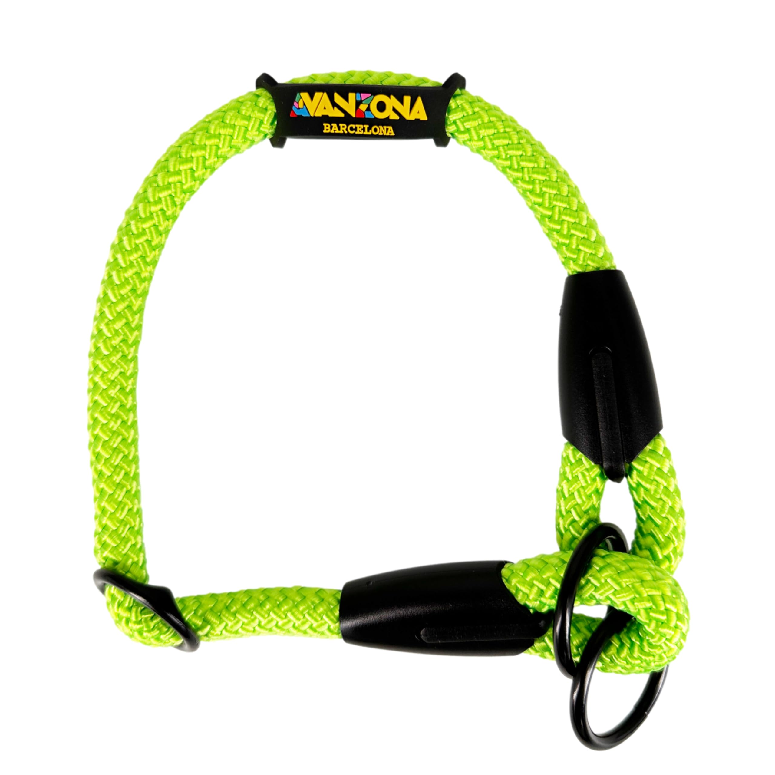 Training Collar for Dogs Anti-Pull, Adjustable, Made Polyester Rope, Suitable for Small, Medium and Large Dogs, Made in Spain. Green Fluor. XS (50CM).