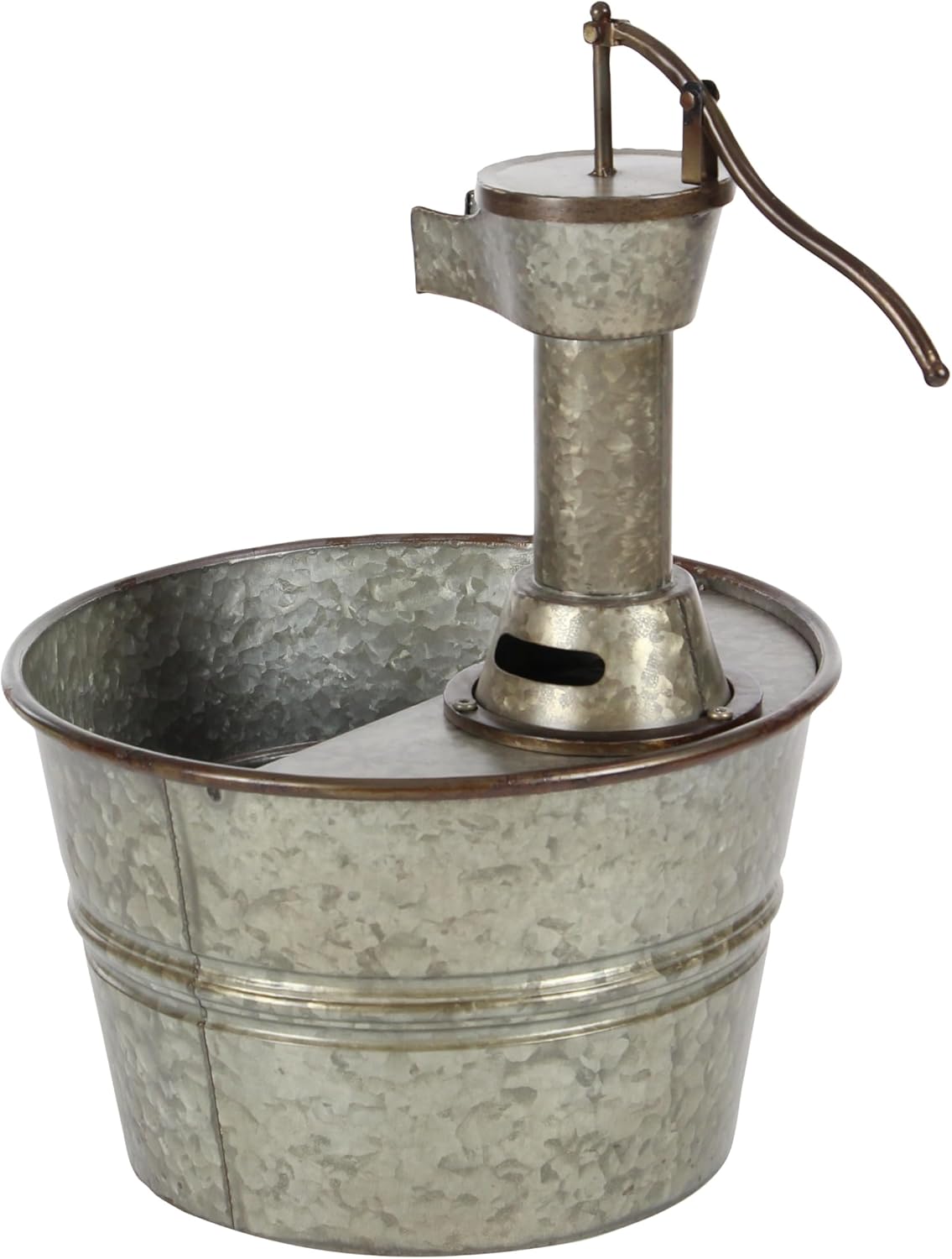 Deco 79 Metal Fountain with Pump Style Faucet, 15" x 17" x 18", Gray