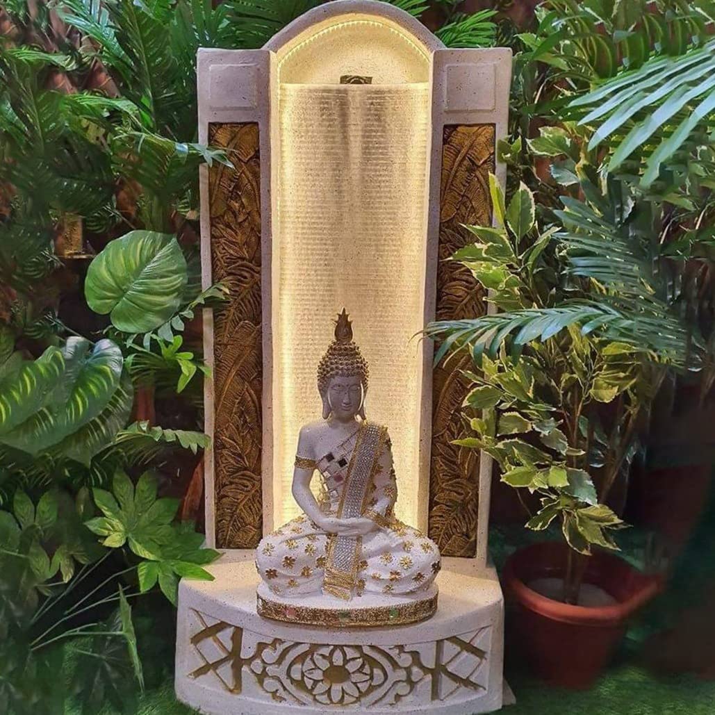 Holiness Craft 4ft Jharna Buddha Water Fountain for Living Room Home Decor Garden Patio Deck Porch - Yard Art Decoration Gift Gifting with LED Lights Water Pump-image-43