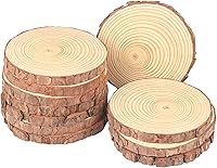 Vista 14 de 6 piezas de rebanadas de madera natural de 10 a 12 pulgadas, círculos de madera de Paulownia sin terminar con cortezas para posavasos, manualidades
