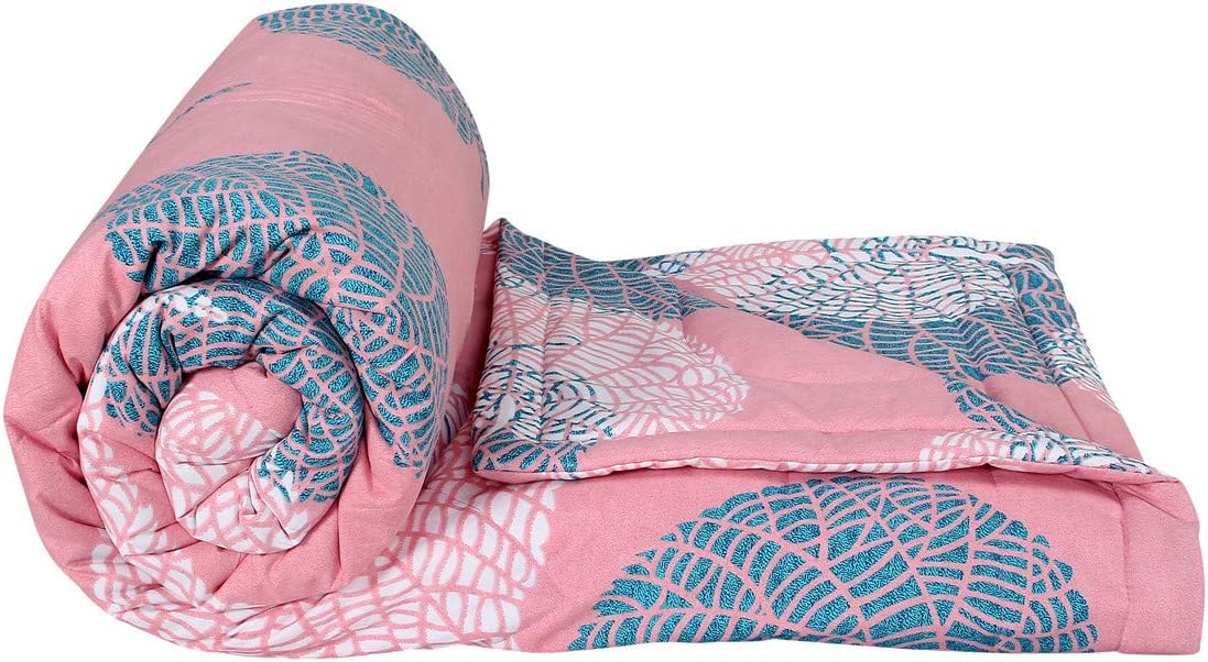 BSB HOME 220 GSM Microfiber Reversible AC Comforter/Blanket for Winter/Quilt/Duvets for Single Bed Size (152X240 cm, Light Pink and Light Green)