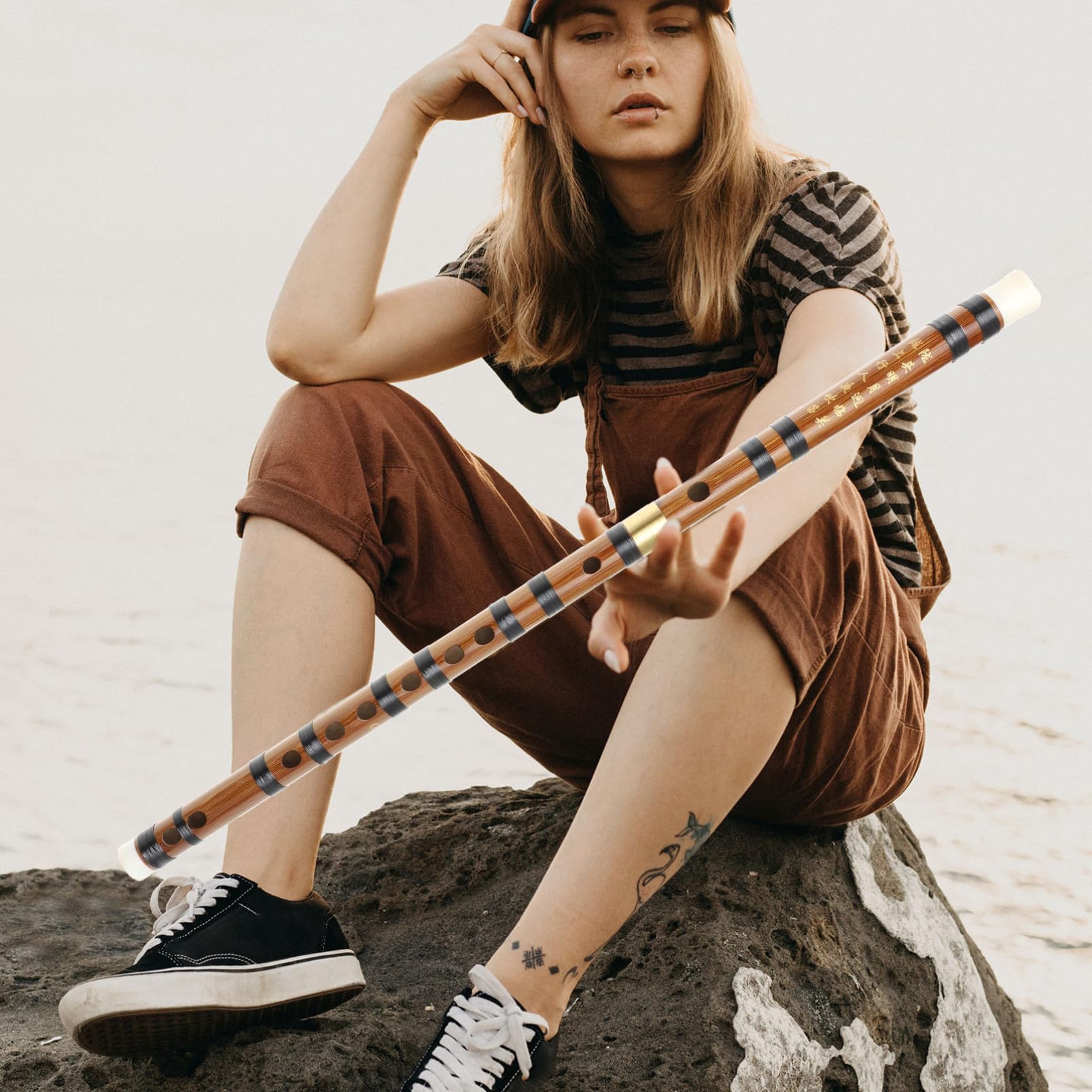 YARNOW Flûte en Bambou Détachable de Style Rétro, Ton Précis et Prise en Main Confortable, Instrument Traditionnel pour Débutants en Musique
