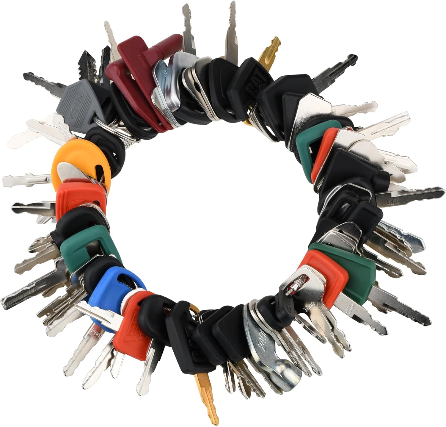 70 Heavy Equipment Keys Master Set, Construction Machinery Key for Cat Caterpillar John Deere Komatsu Volvo Bobcat Kubota JCB Sany Terex Case Hyster Yanmar Takeuchi New Holland