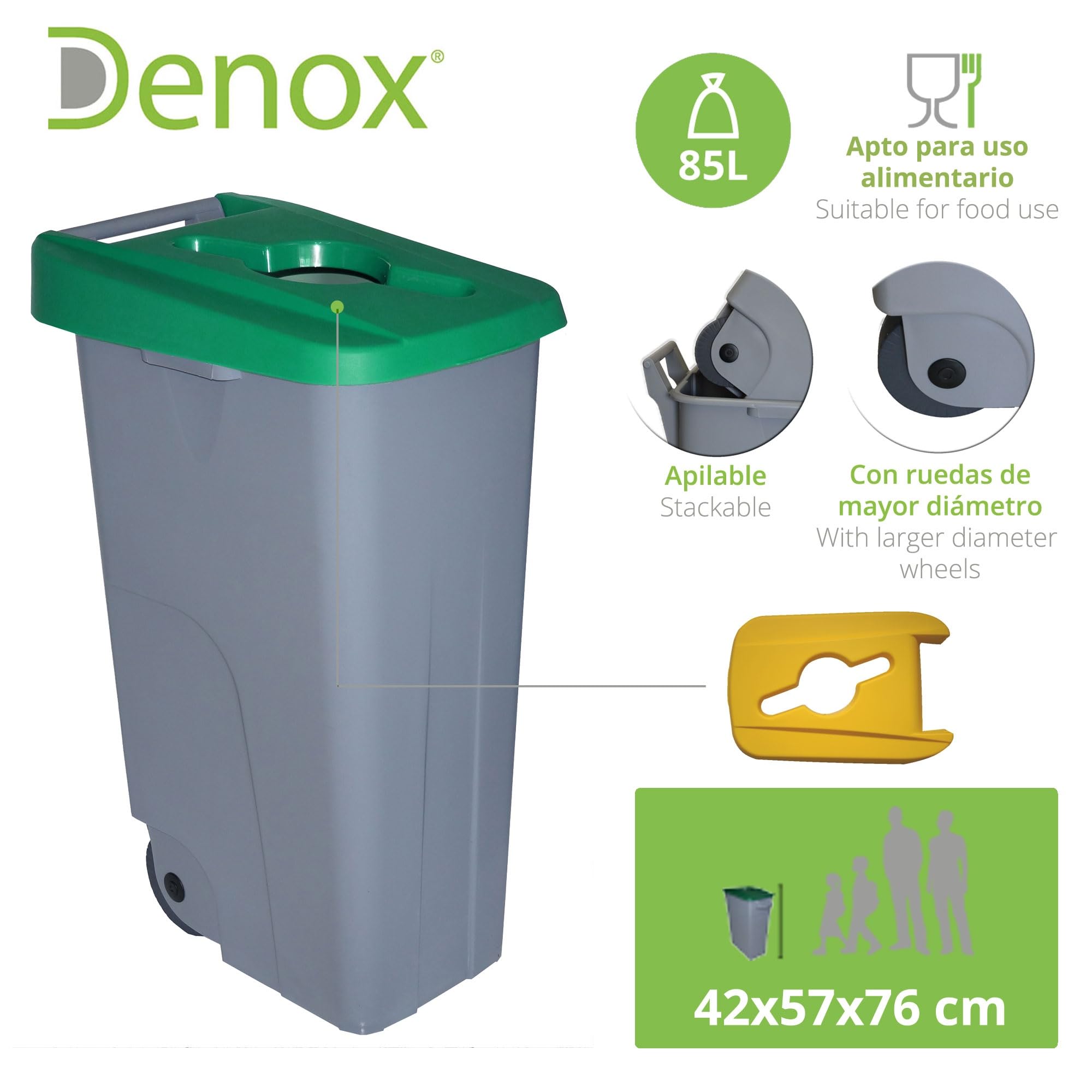 Famesa 23240 wiadro z recyklingu pokrywka/szczelina 85 l zielone