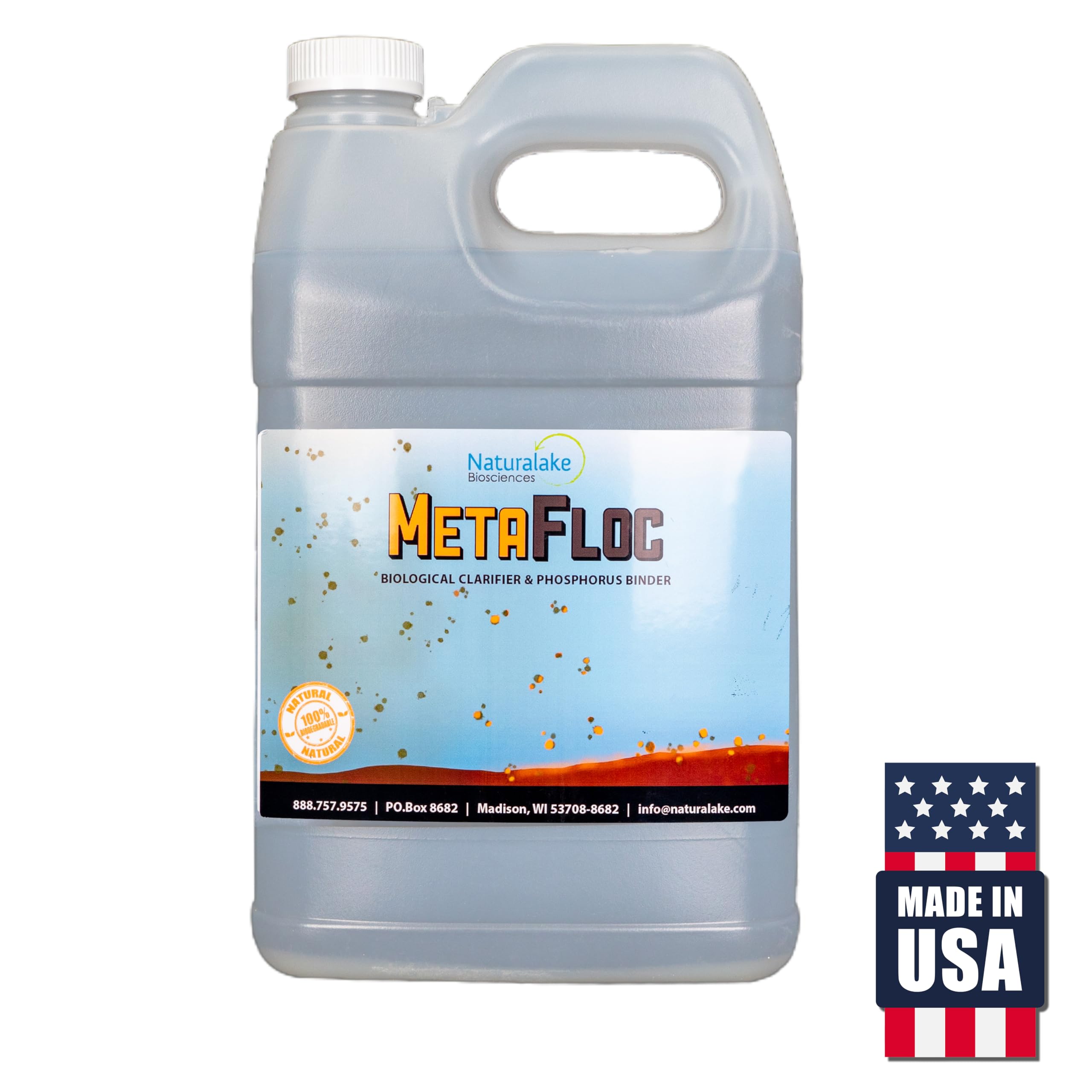 MetaFloc Phosphate Remover - 1 Gallon Treats Up to 1 Acre - All Natural Pond Clarifier