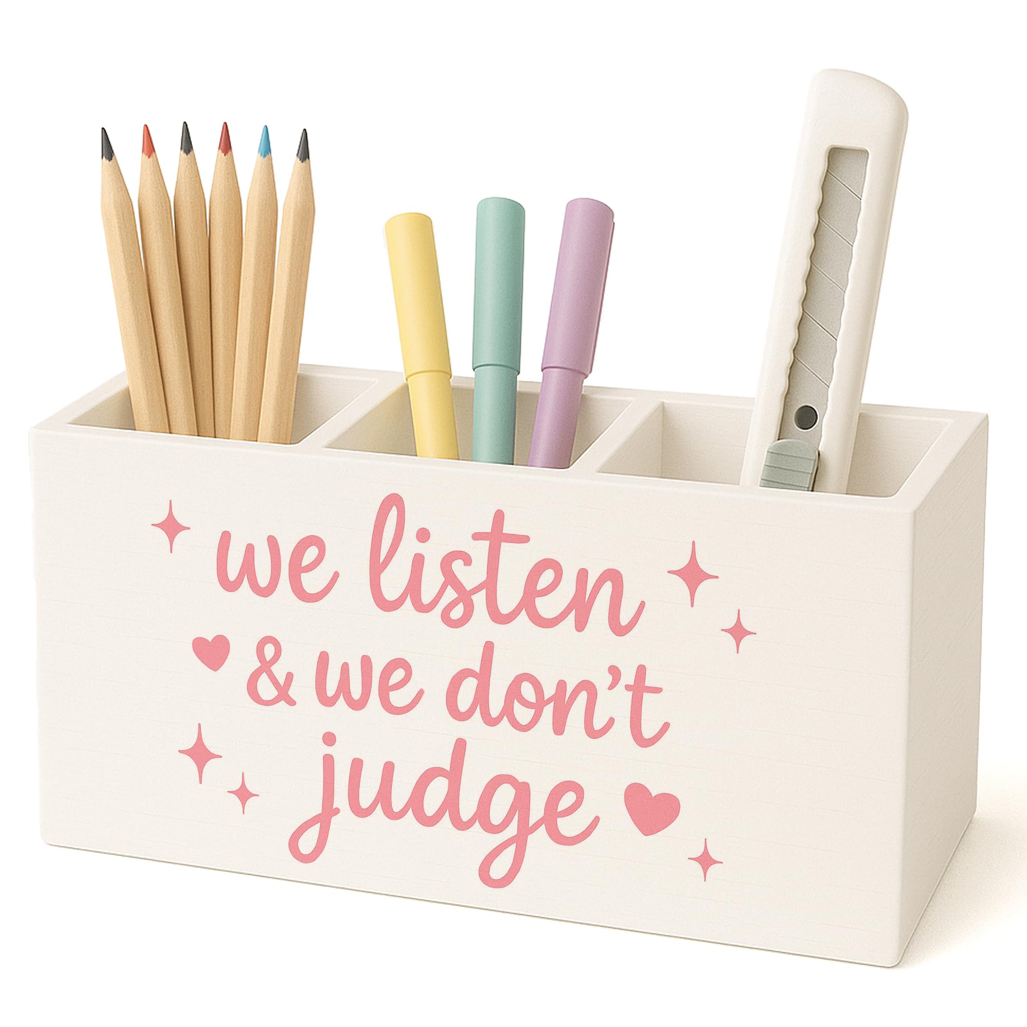 Pot à crayons bien-être en bois rose pour cabinet de thérapie moderne