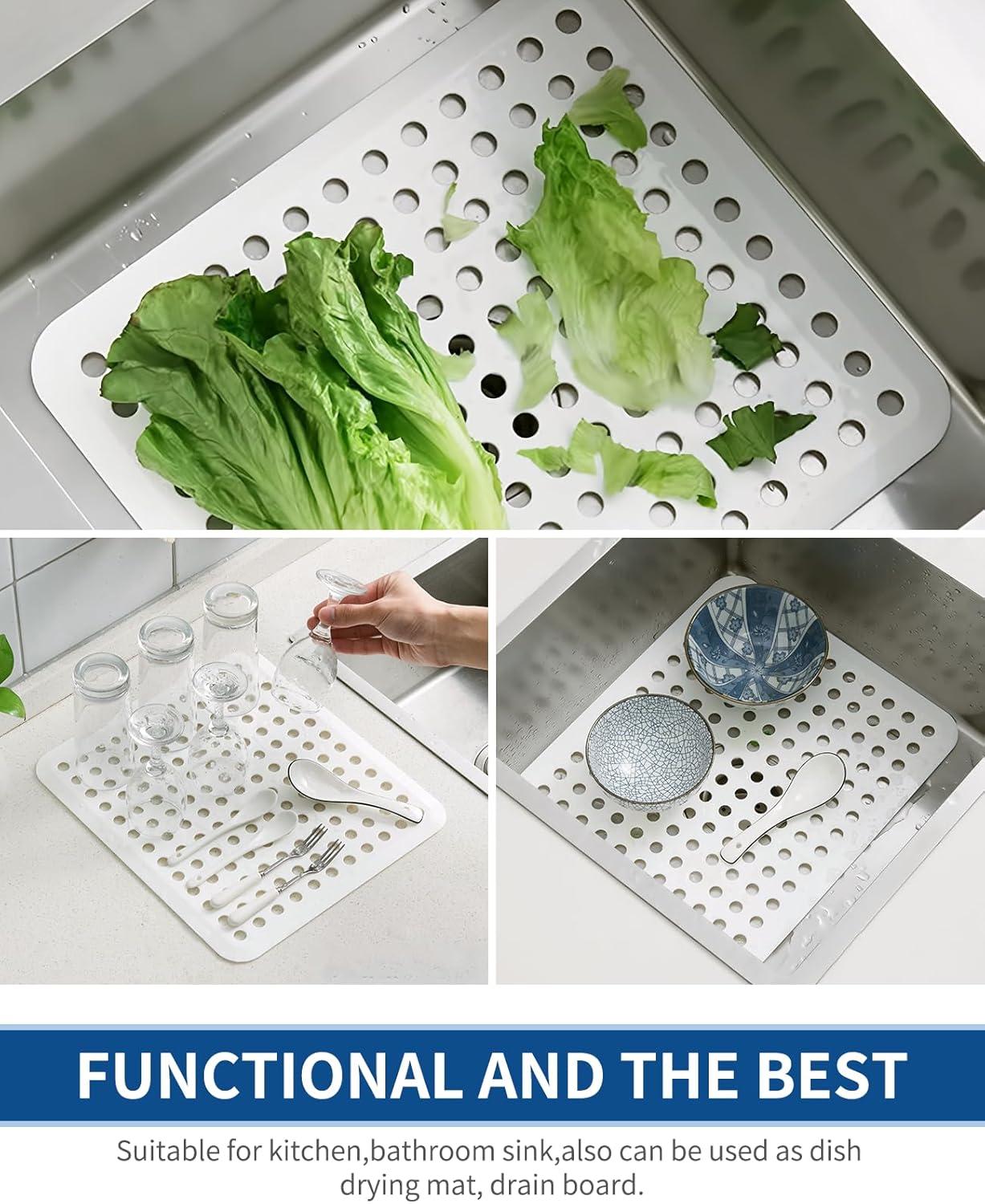 Small Sink Mat, White Sink Protector Mats for Bottom of Kitchen