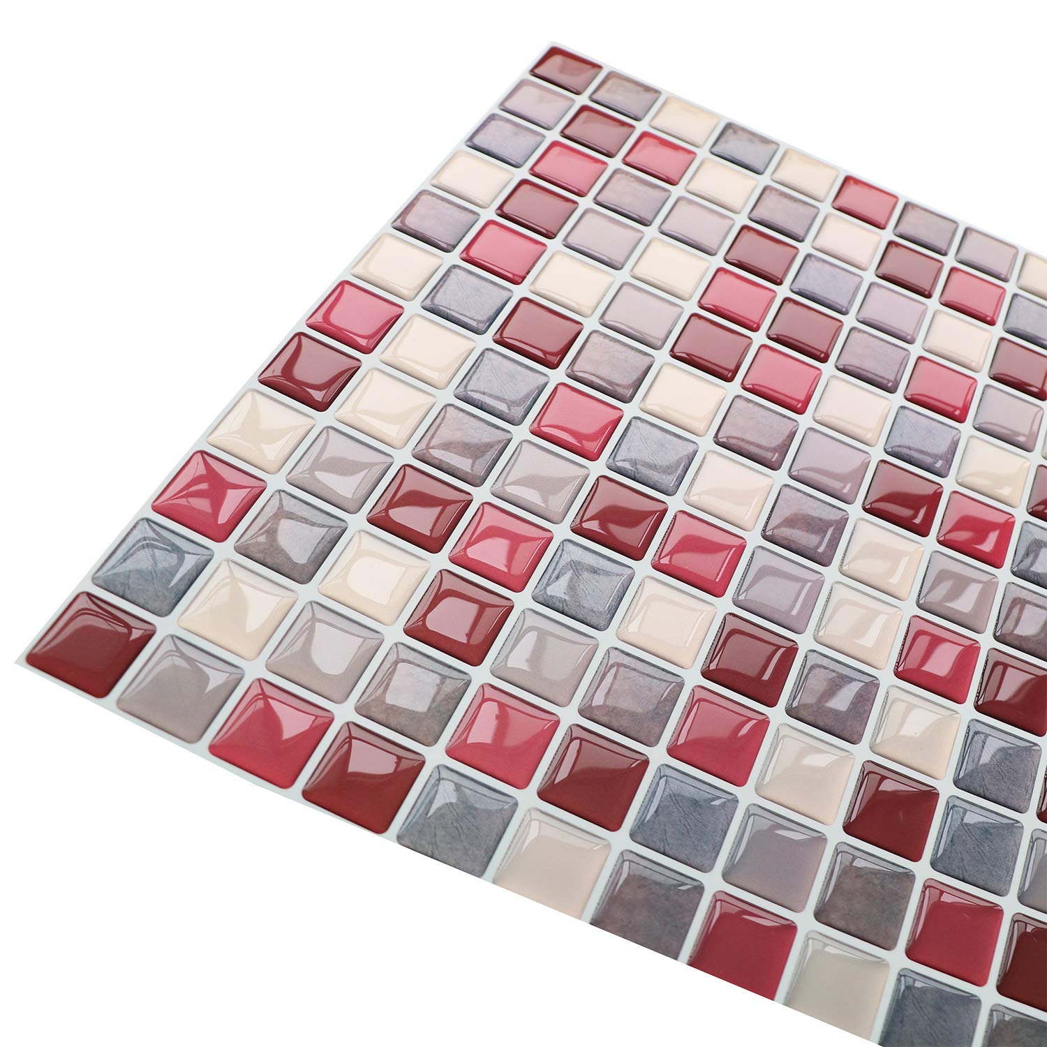 Yoillione 3d Mosaic Tile Stickers Bathroom Tile Decals Stickers,Red