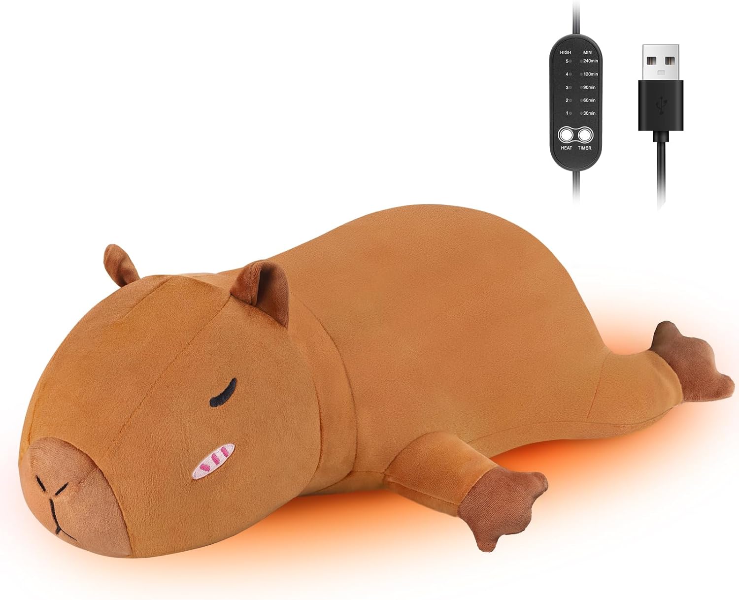 Capybara Plush Heating Pad for Period Cramps & Menstrual Pain Relief, Portable Electric USB Powered Heat Pads, Cute Weighted Heated Stuffed Animals Gifts for Women Teen Girls Birthday Christmas Easter