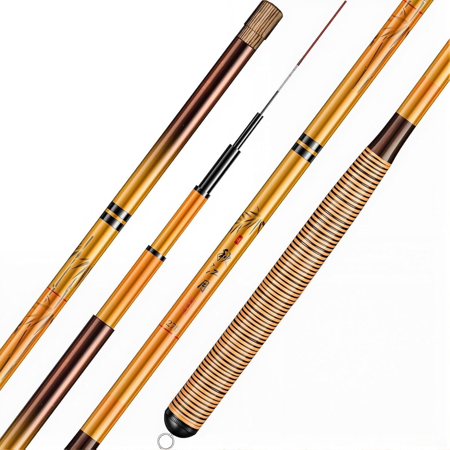 HUSHDML Telescopic Carbon Fishing Rod 2.7m to 7.2m Ultralight Super-Stiff Coarse Fishing Rod and Carp Rod for Long Fishing Sessions(4.8m)