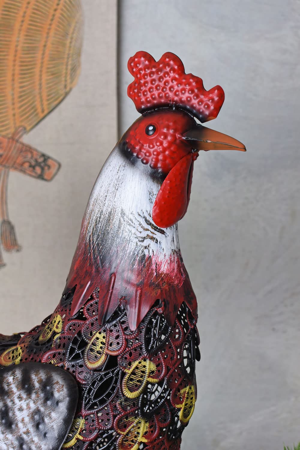 Deco Figura Metal Gallo Gockel Gallina de Jardín,Escultura Jardín Estatua