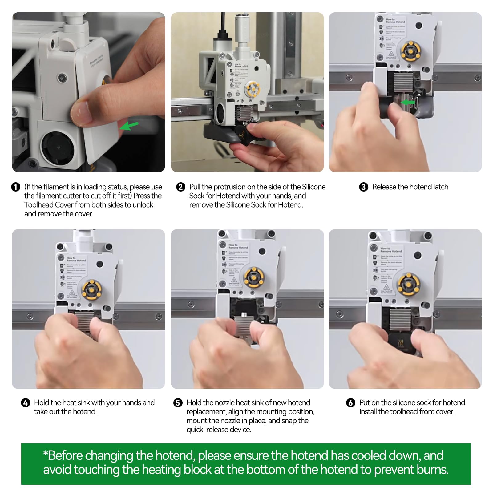 Bambu Lab A1 Mini - Kit Hotend de acero inoxidable A1 con boquilla de acero endurecido de 0,4 mm, extremo caliente extrusor de metal, reemplazo de bloque de calefacción