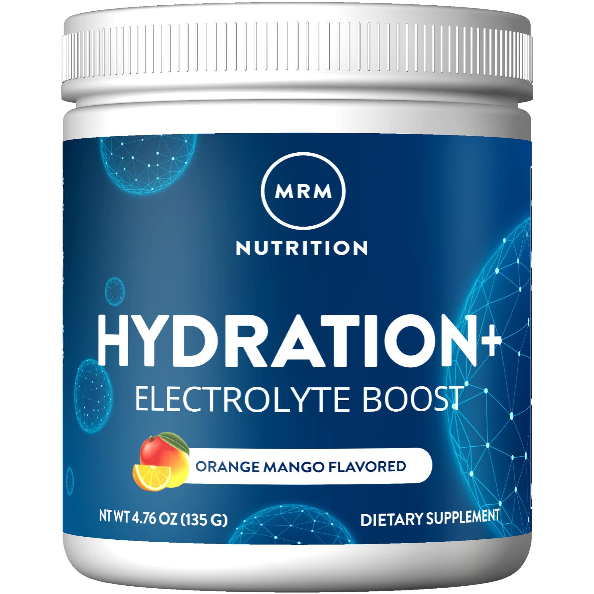 MRM Nutrition Hydration + | Orange Mango Flavored | Electrolyte Boost | Cellular Hydration | Vitamins + Electrolytes | Vegan + Gluten-Free | 15 Servings