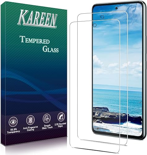 KAREEN Paquete de 2 Protector de pantalla para Samsung Galaxy A53 5G, vidrio templado, compatible con desbloqueo de huellas dactilares,