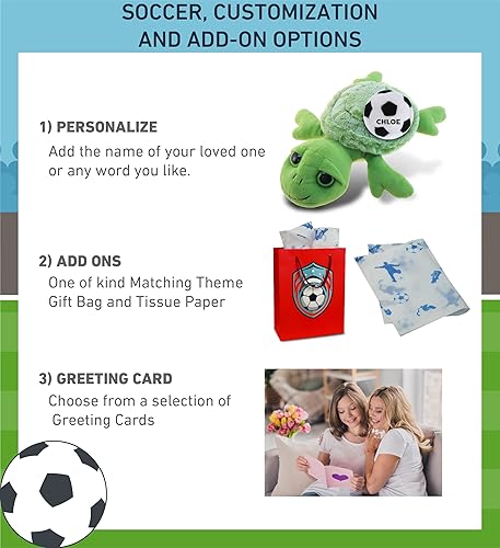 Miniatura 2 de DolliBu Animal de peluche pequeño de tortuga marina con pelota de fútbol, tortuga suave y abrazable, adorable juguete de peluche de tortuga para