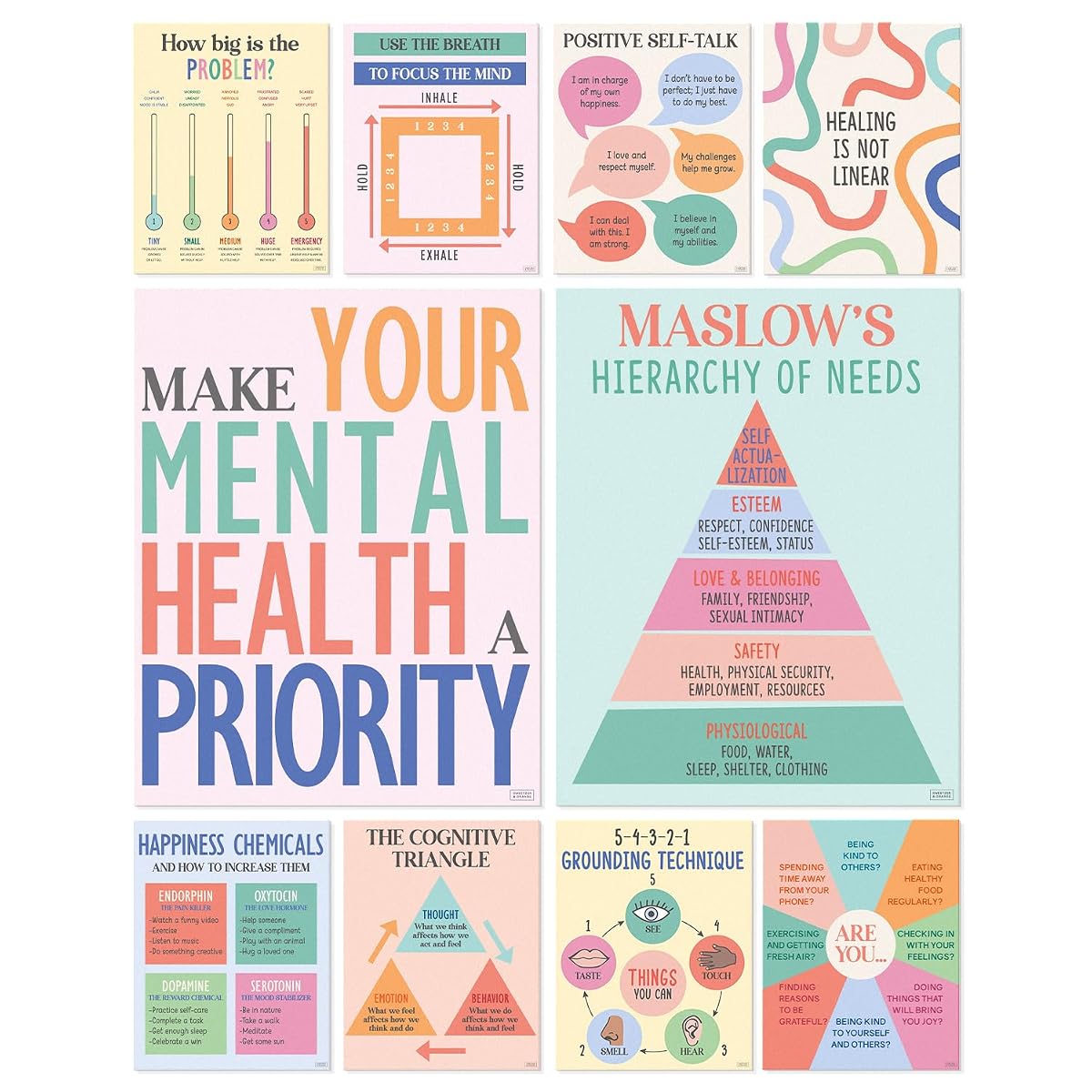 S&O Mental Health Posters for Office & School - Therapy Office Decor -