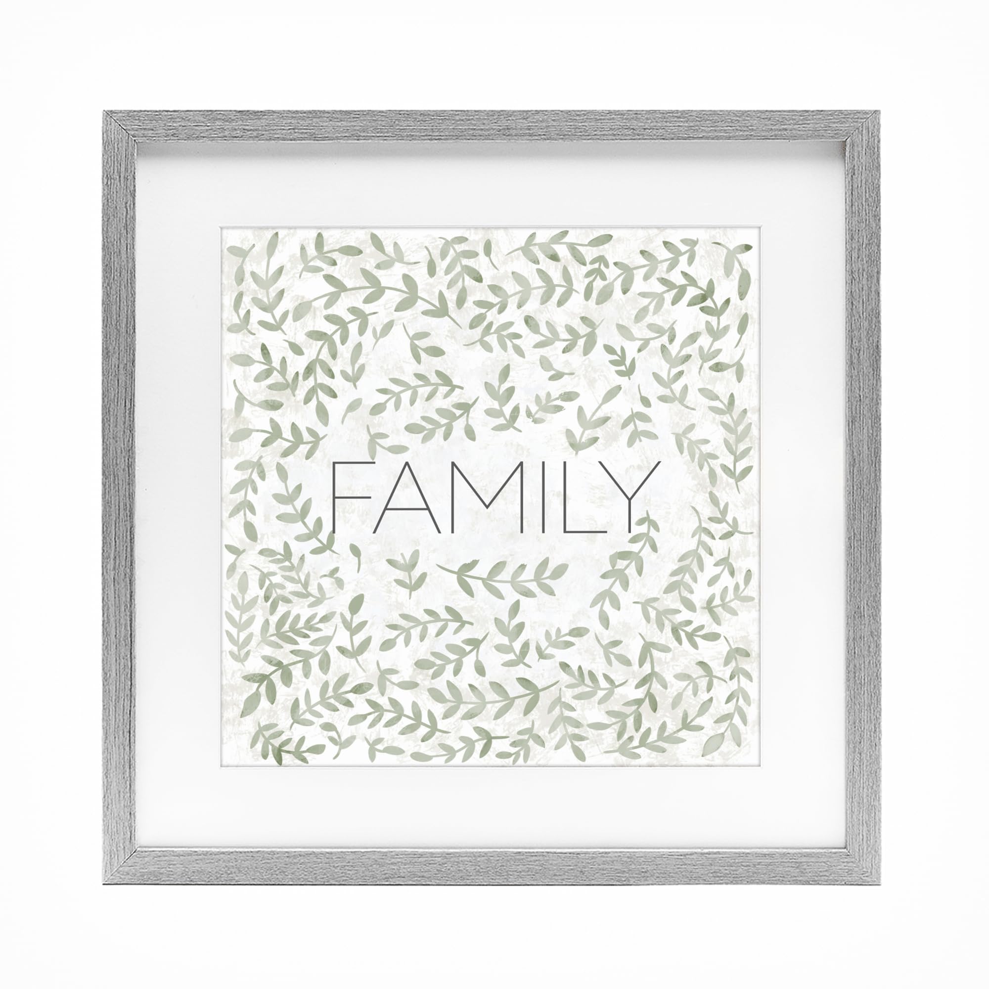 Stupell Industries SD Graphics Studio - Impresión enmarcada debajo del cristal, gris, 33 x 33 cm, fácil de colgar y resistente, fabricado en Estados Unidos, con texto en inglés "Curved Ivy Sprigs