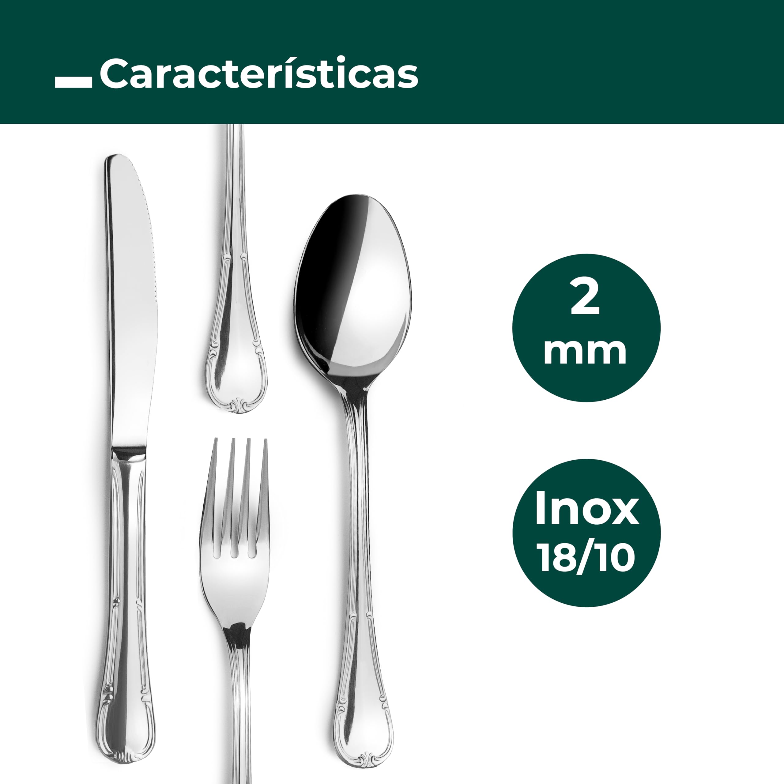 Lacor - JAY - 16045524 - Juego de Cubiertos para 6 Personas, Pack 24 | En acero inox 18/10, para un uso práctico y profesional en cocina; apto para lavavajillas, práctico y fácil de guardar