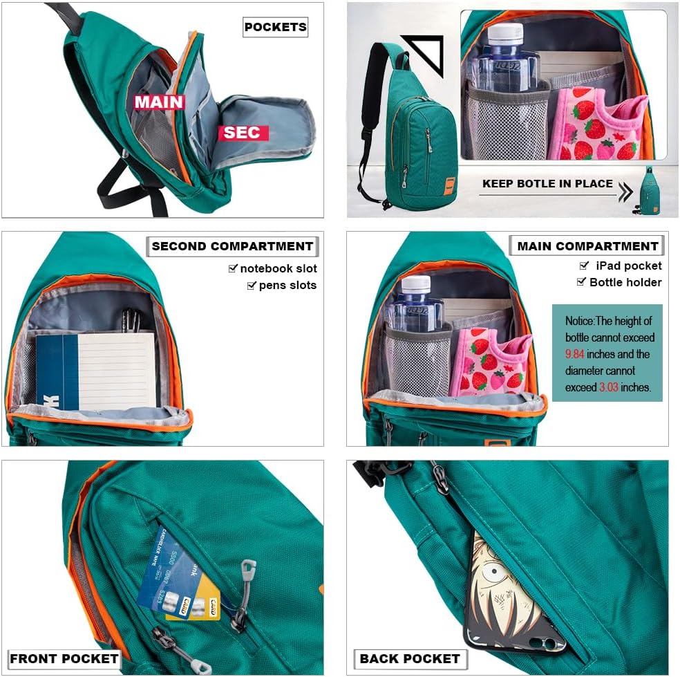 Peicees Small Sling Backpack Waterproof Unisex Shoulder Bag Chest Crossbody Daypack - Image 2